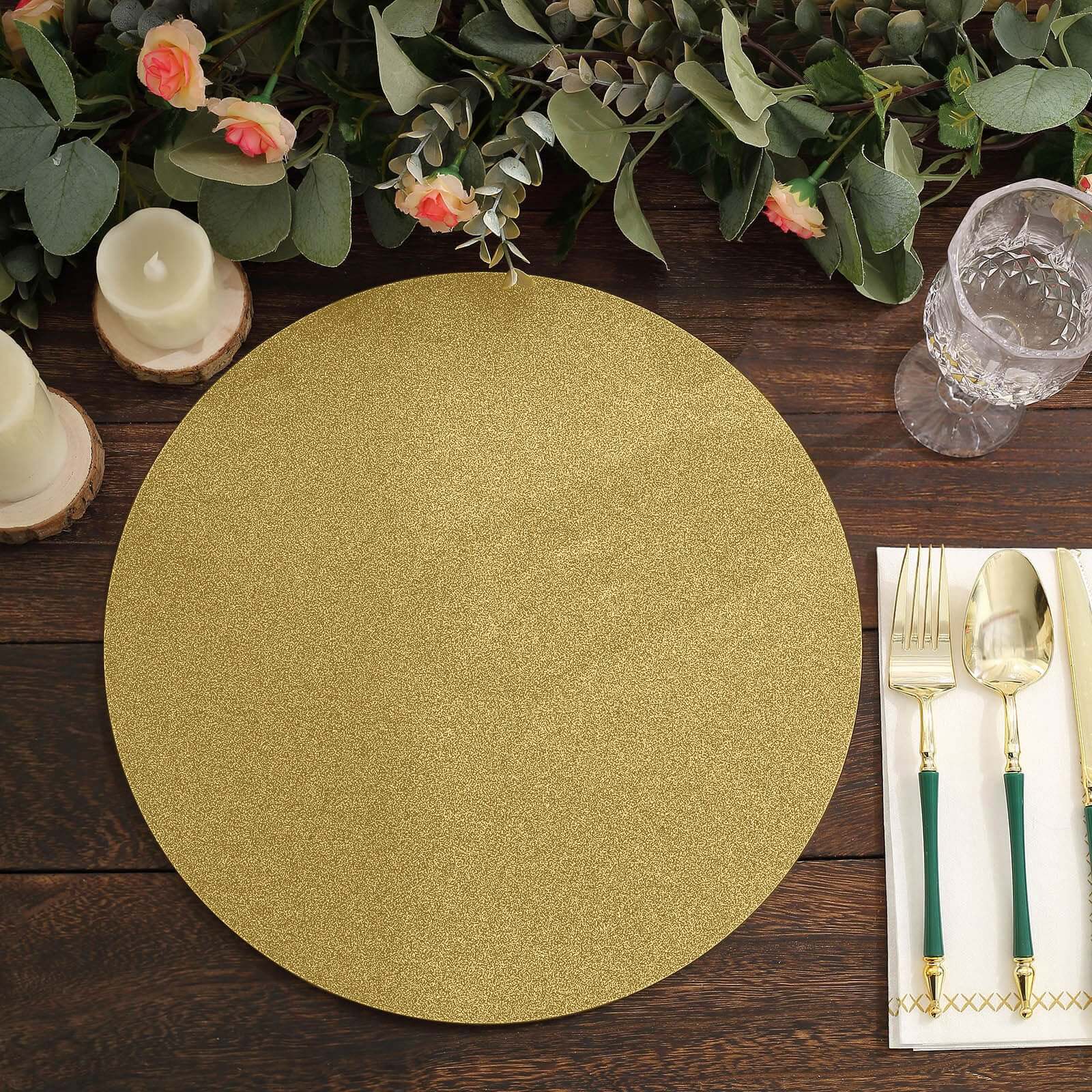 20-Pack Disposable Table Placemats in Gold Glitter - 210GSM Paper Placemats for Classy Events 13