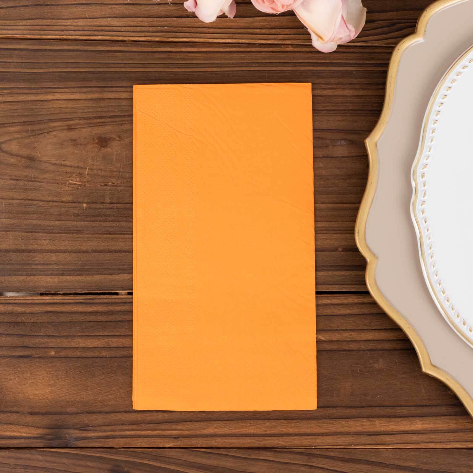 50-Pack Paper Napkins Soft Orange - Disposable 2-Ply Cocktail and Beverage Napkins for Weddings