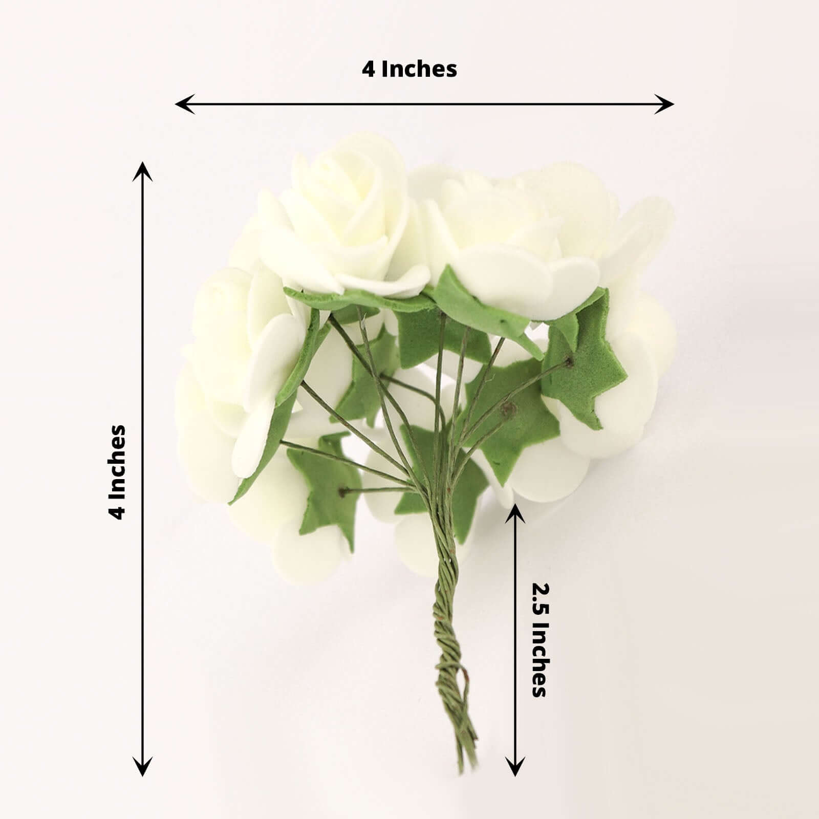 48 Roses 1 Ivory Real Touch Artificial DIY Foam Rose Flowers With Stem, Craft Rose Buds