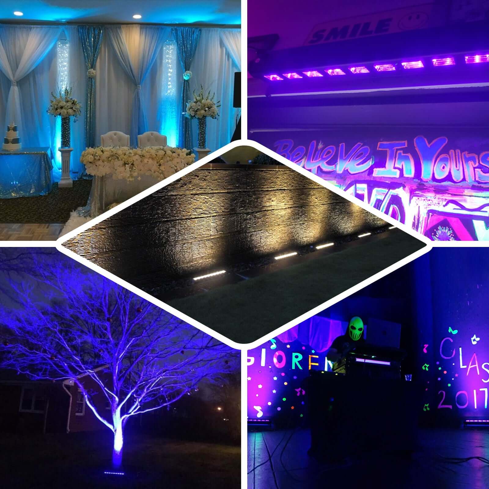 27W 9 LED White UV Stage Floor Wall Light Bar, Outdoor Indoor Uplight