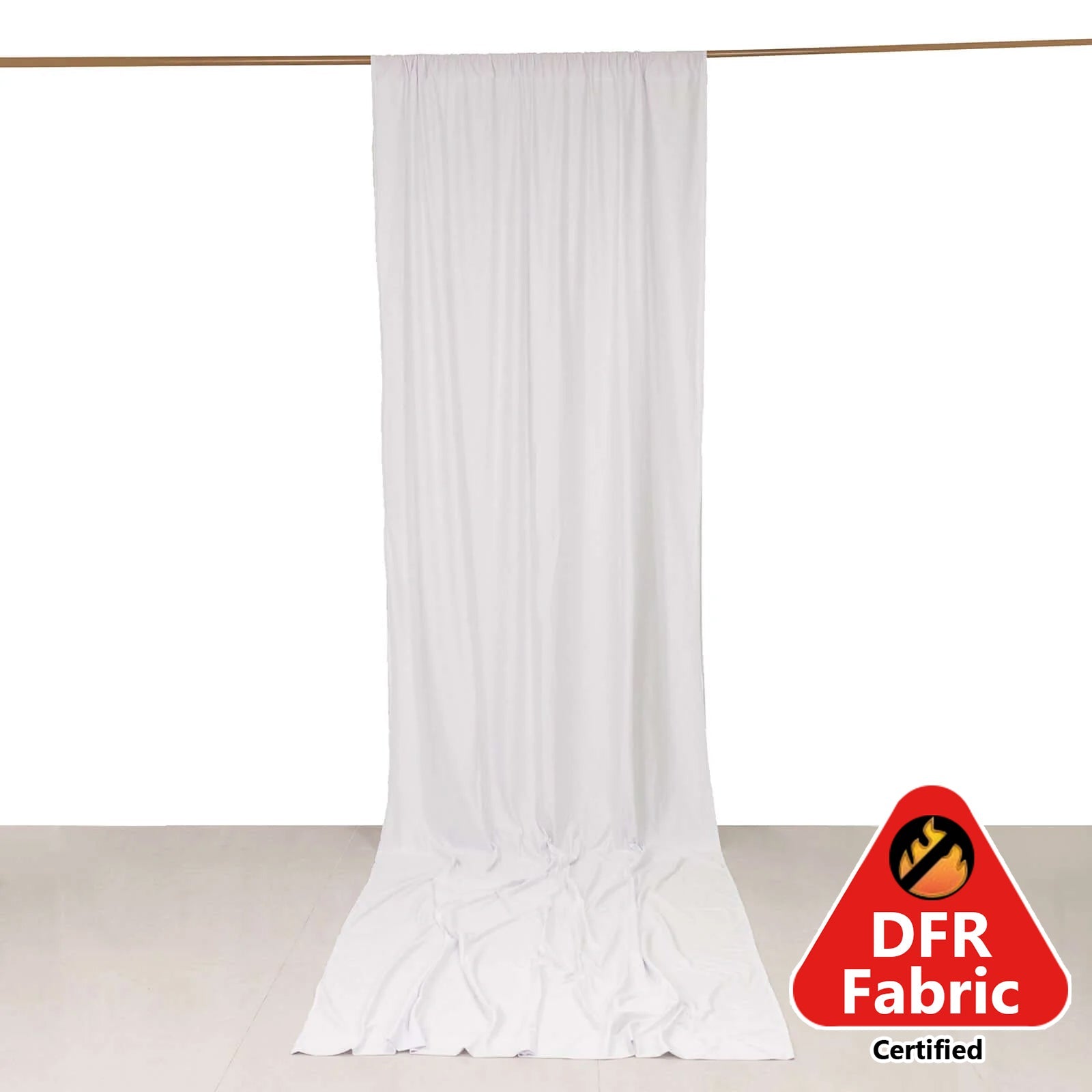 White Scuba Polyester Event Curtain Drapes, Durable Flame Resistant Backdrop Event Panel Wrinkle Free with Rod Pockets - 5ftx14ft