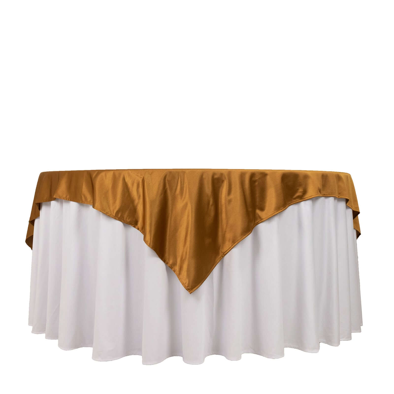 Premium Scuba 70x70 Table Overlay Square Tablecloth Shimmer Gold - Wrinkle Free & Stain Resistant Table Cover