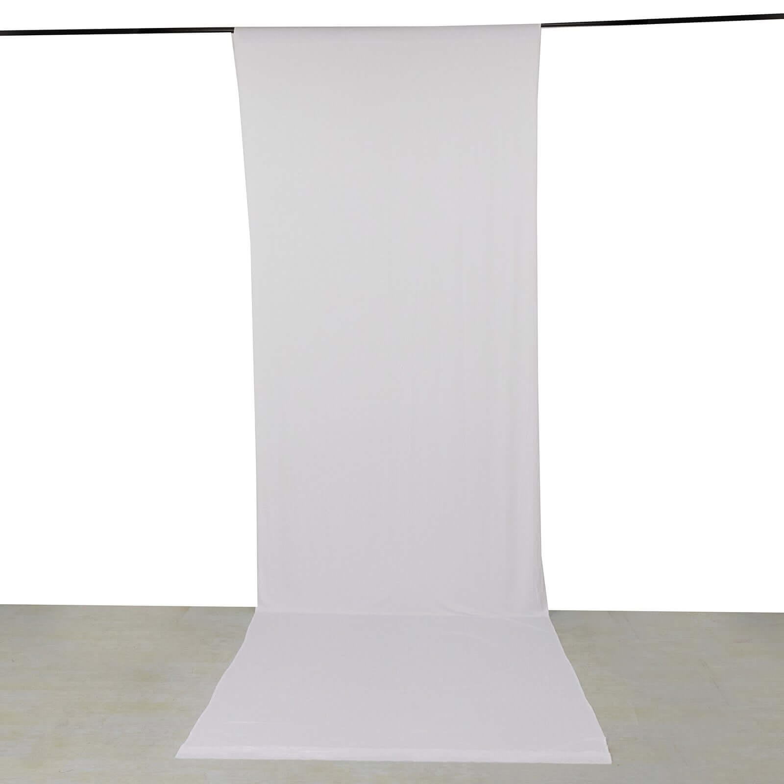 White 4-Way Stretch Spandex Event Curtain Drapes, Wrinkle Free Backdrop Event Panel with Rod Pockets - 5ftx16ft