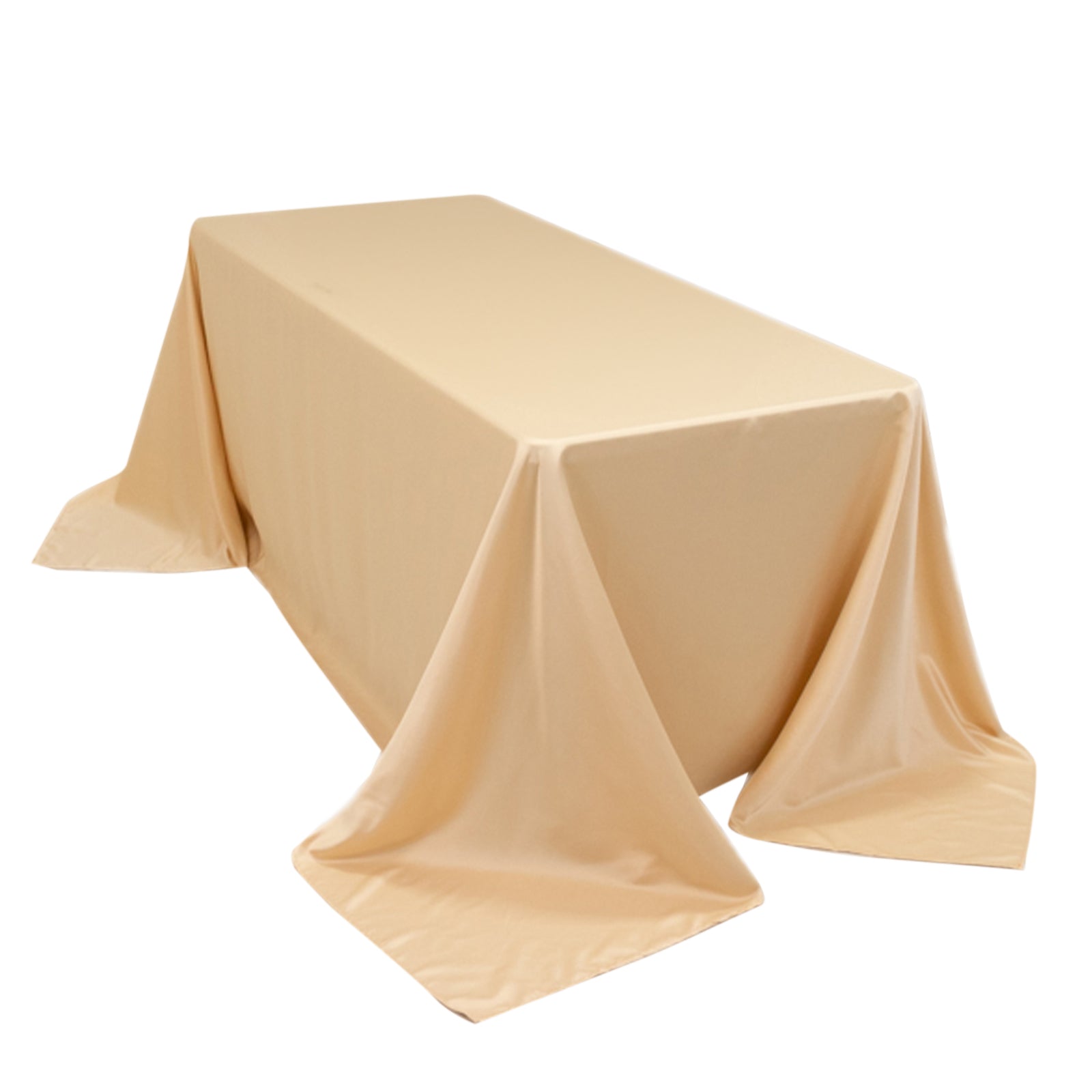 Lamour Satin 90x132 Rectangle Tablecloth Beige - Soft & Silk-Like Seamless Table Cover