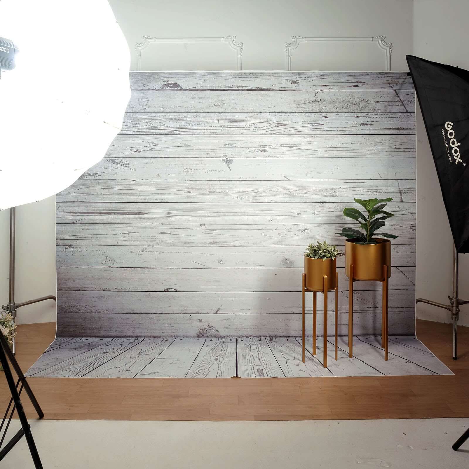 8ftx8ft White Gray Distressed Wood Panels Vinyl Photography Backdrop