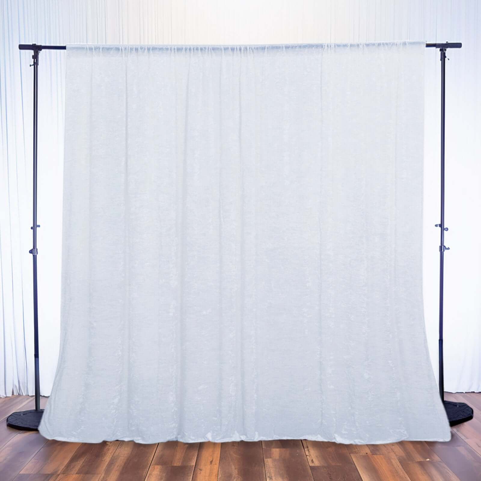 8ftx8ft White Premium Smooth Velvet Event Curtain Drapes, Privacy Backdrop Event Panel with Rod Pocket