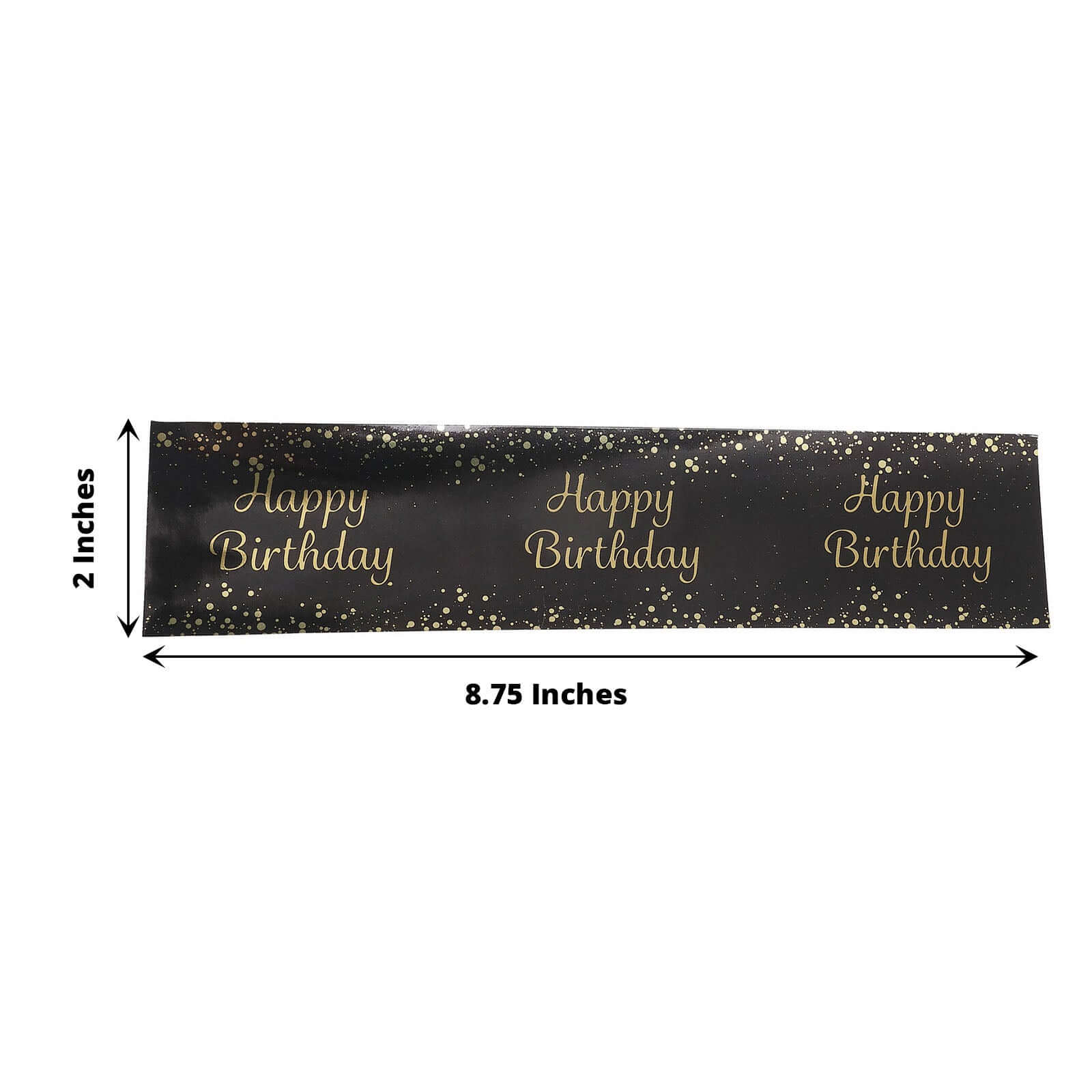 24 Pack Black/Gold Water Bottle Labels with Happy Birthday Print, Waterproof Bottle Stickers