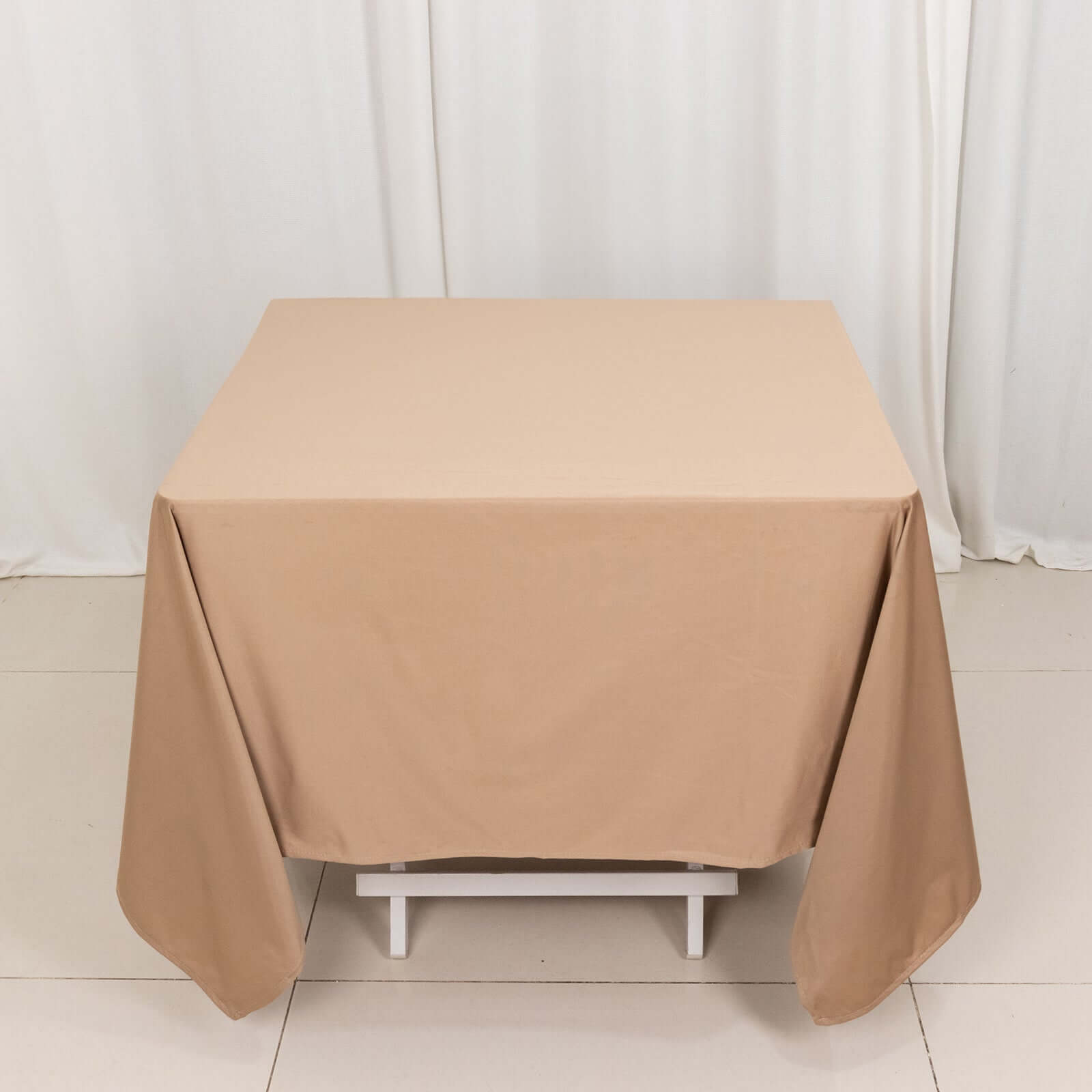 Premium Scuba Square 70x70 Tablecloth Nude - Wrinkle Free & Stain Resistant Table Cover