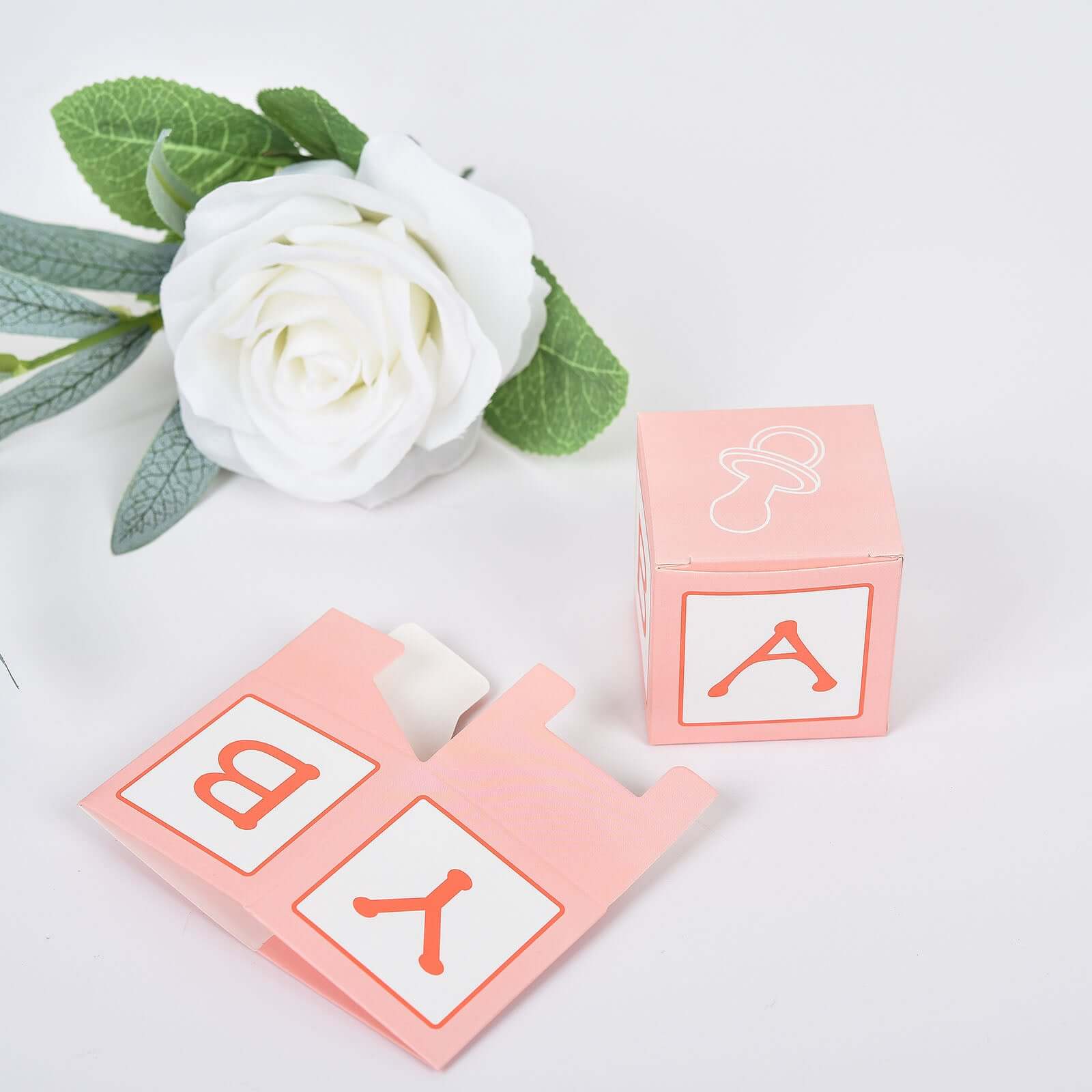 25 Pack 2 Pink Baby Shower Party Favor Candy Gift Boxes