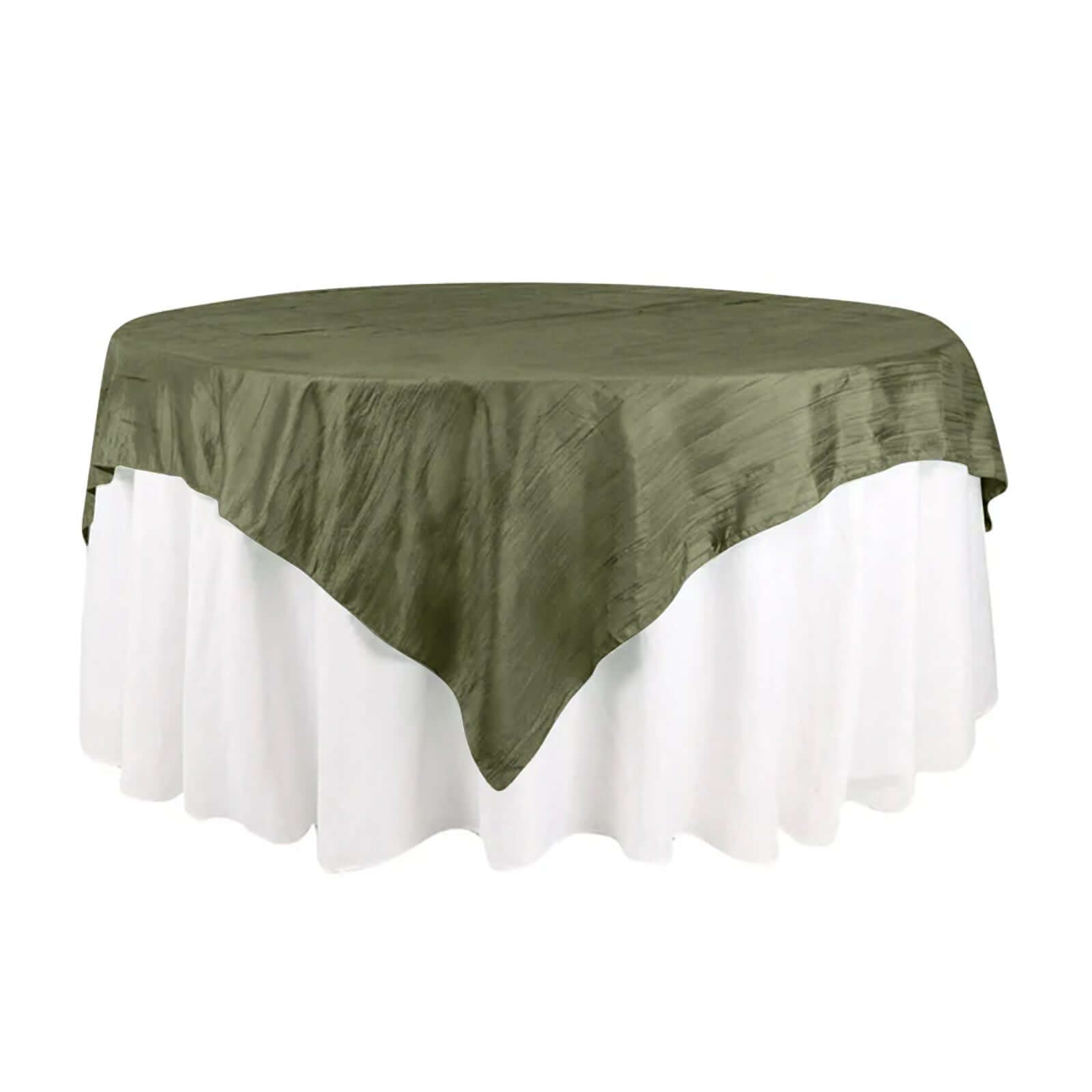 Taffeta 72x72 Table Overlay Square Tablecloth Dusty Sage Green - Accordion Crinkle Table Cover