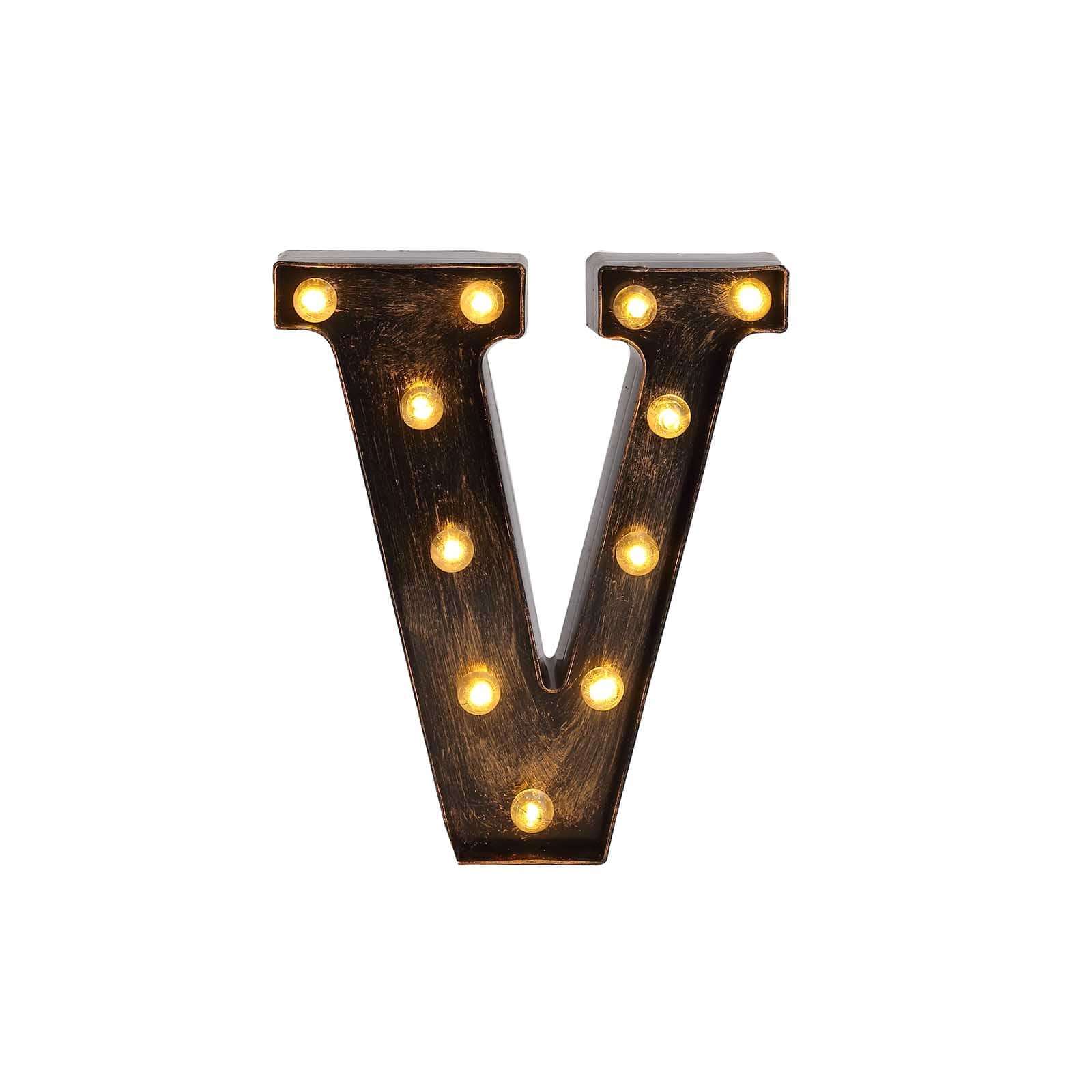 LED Marquee Letter V Industrial Style Antique Black - Light-Up Alphabet Sign for Weddings & Displays 9