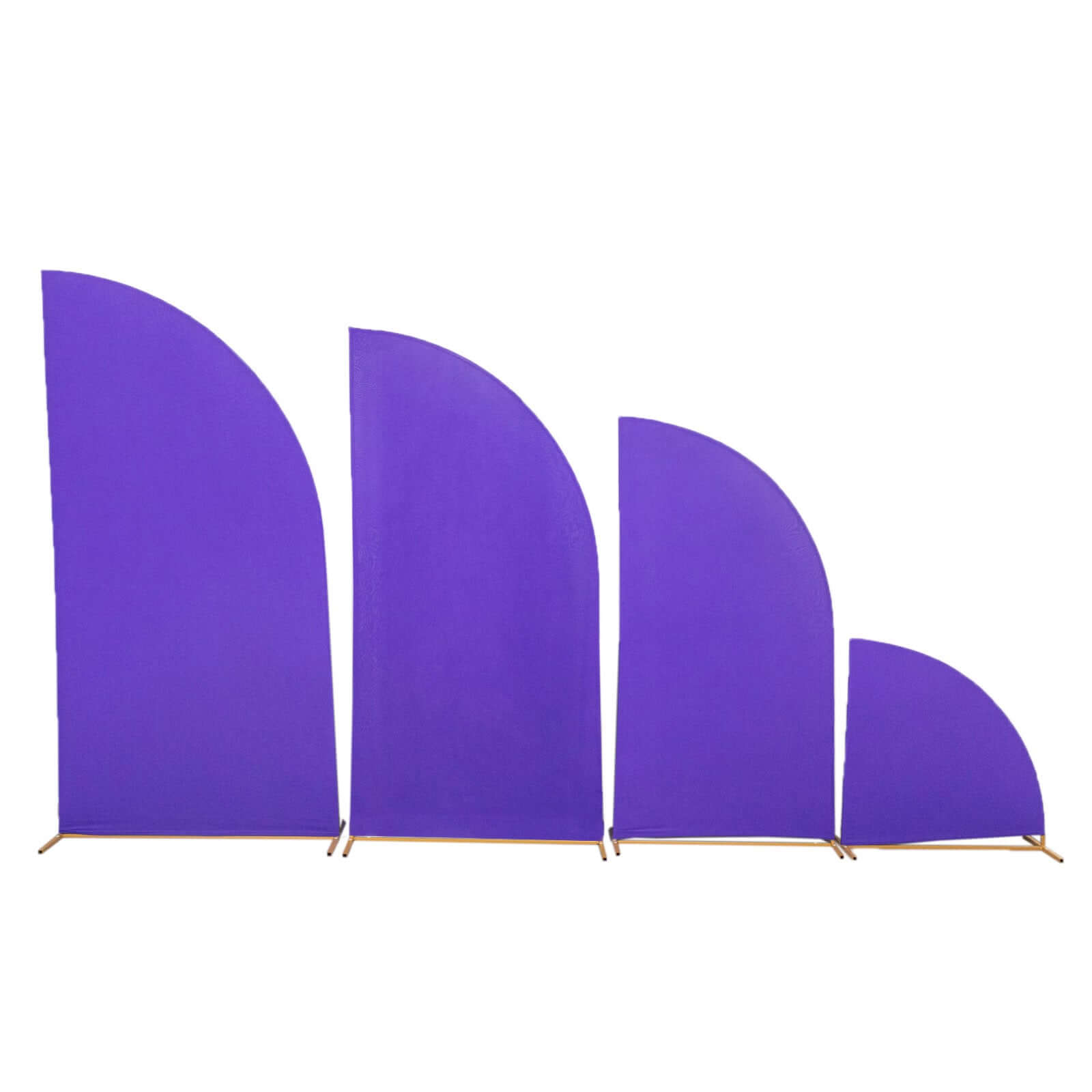 Set of 4 Matte Purple Spandex Half Moon Chiara Backdrop Stand Covers, Custom Fitted Wedding Arch Covers - 2.5ft,5ft,6ft,7ft