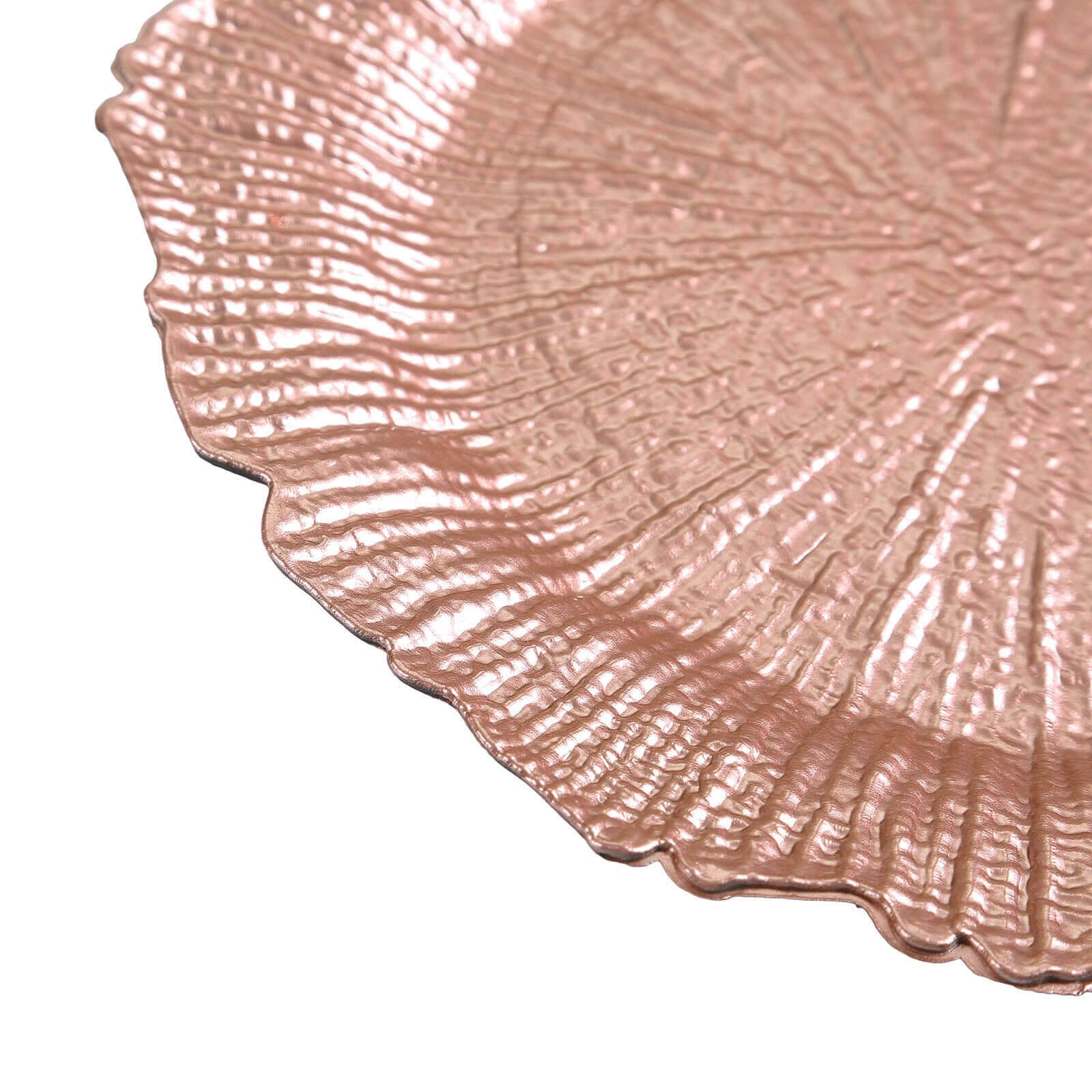 6-Pack Acrylic Plastic Round Charger Plates 13 in Rose Gold with Reef Design, Dinner Charger Tableware