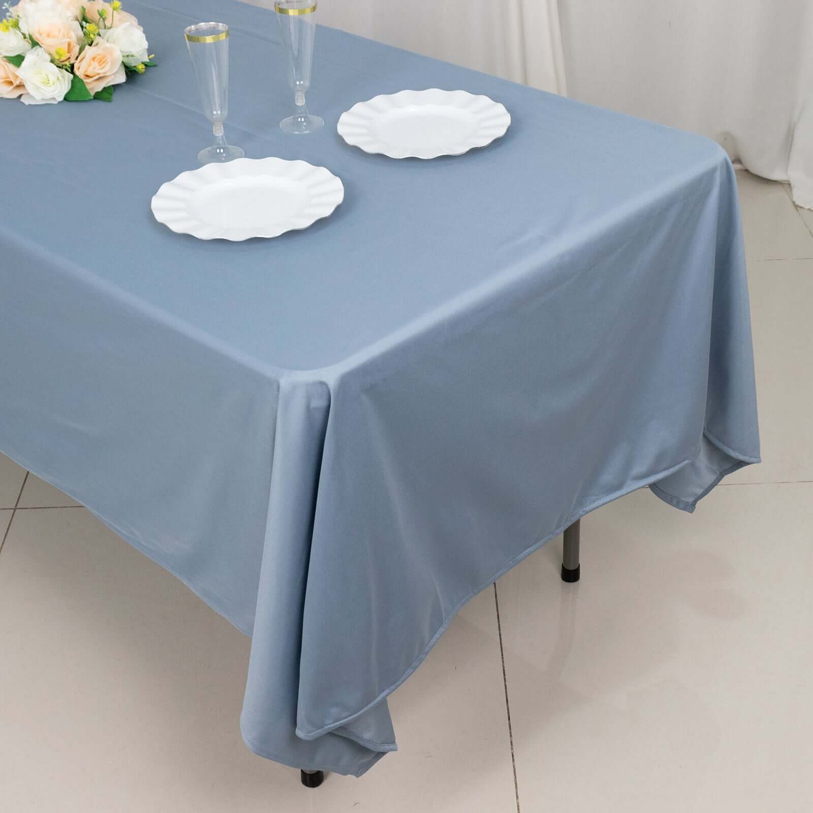 Premium Scuba Rectangular 60x102 Tablecloth Dusty Blue - Wrinkle Free & Stain Resistant Table Cover