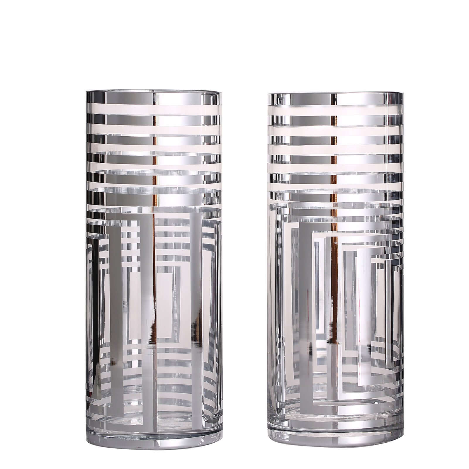 2-Pack Glass Cylinder Vases Silver Striped - Sophisticated Flower Centerpieces for Events 11