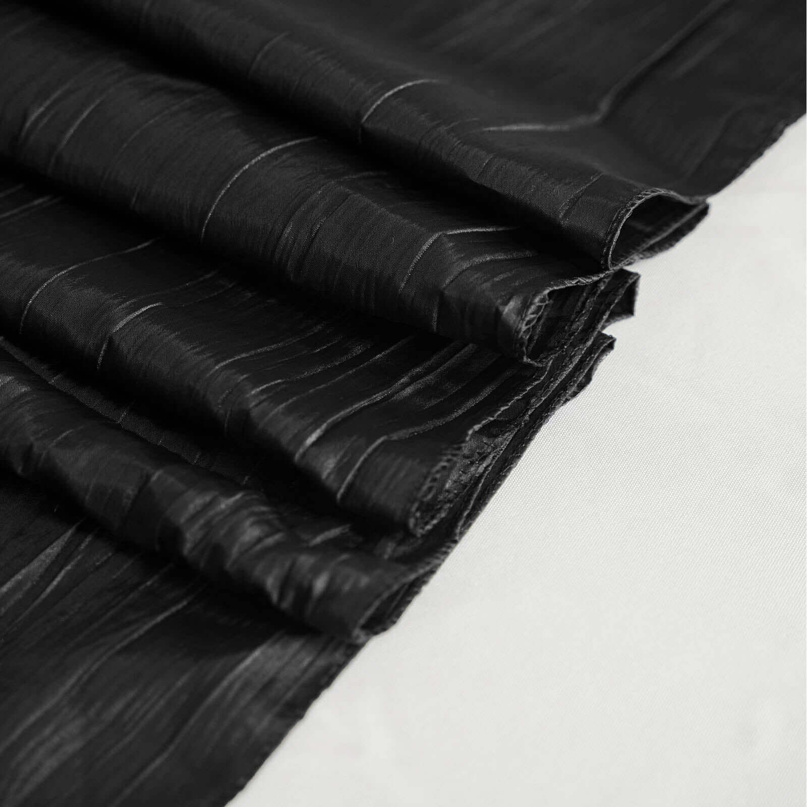 Taffeta 90x90 Table Overlay Square Tablecloth Black - Accordion Crinkle Table Cover