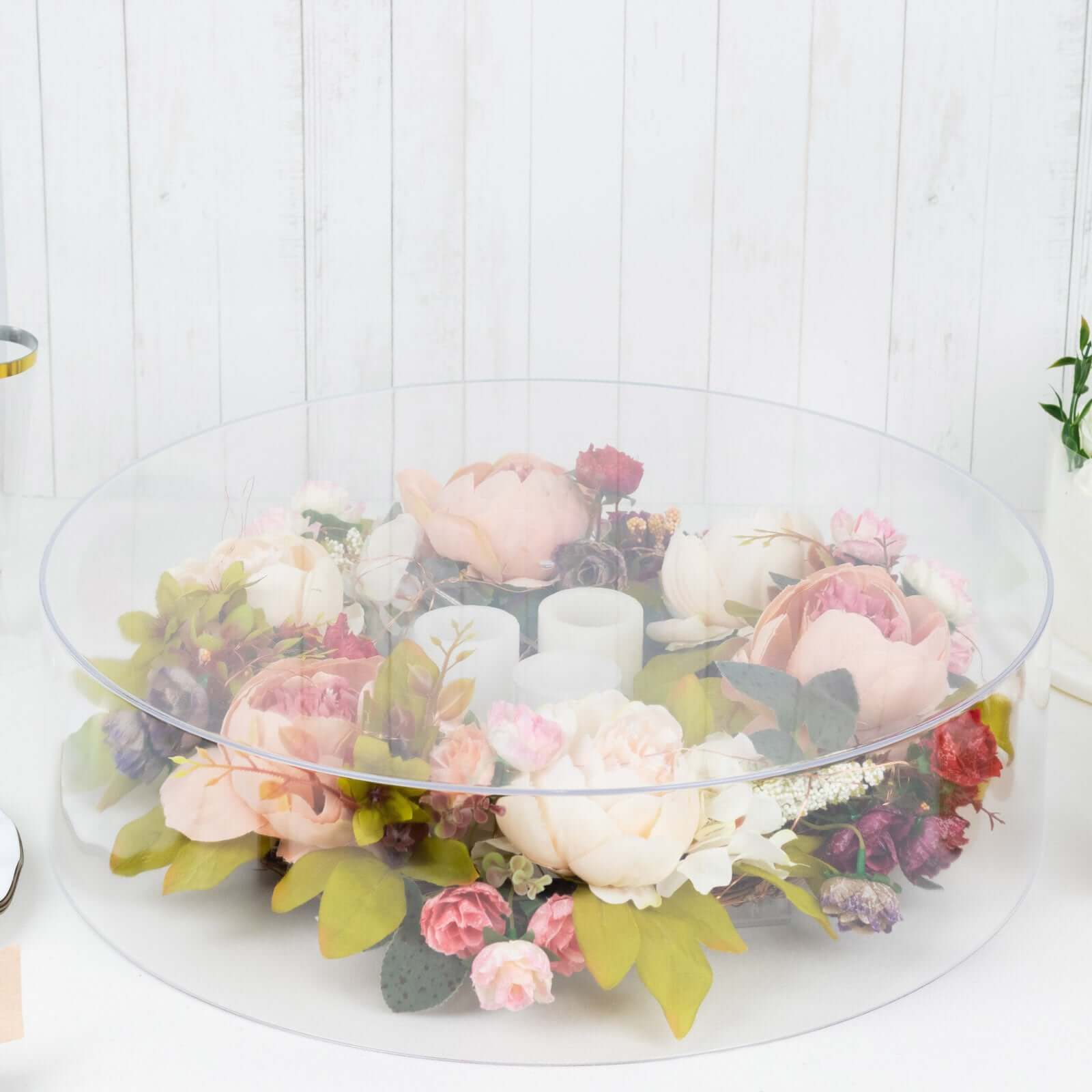 Acrylic Cake Stand Display Box Transparent Clear 18 Round - Decorative Pedestal Riser for Weddings