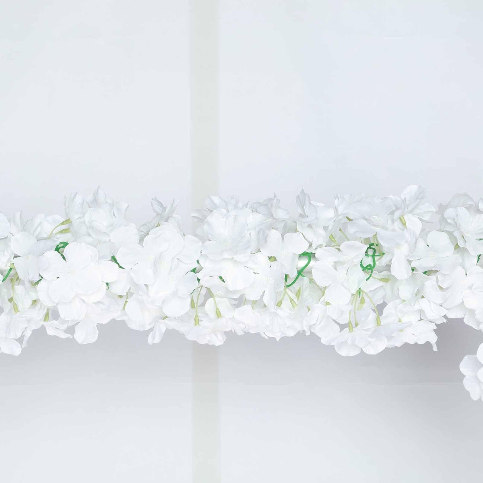 7ft White Artificial Silk Hydrangea Hanging Flower Garland Vine