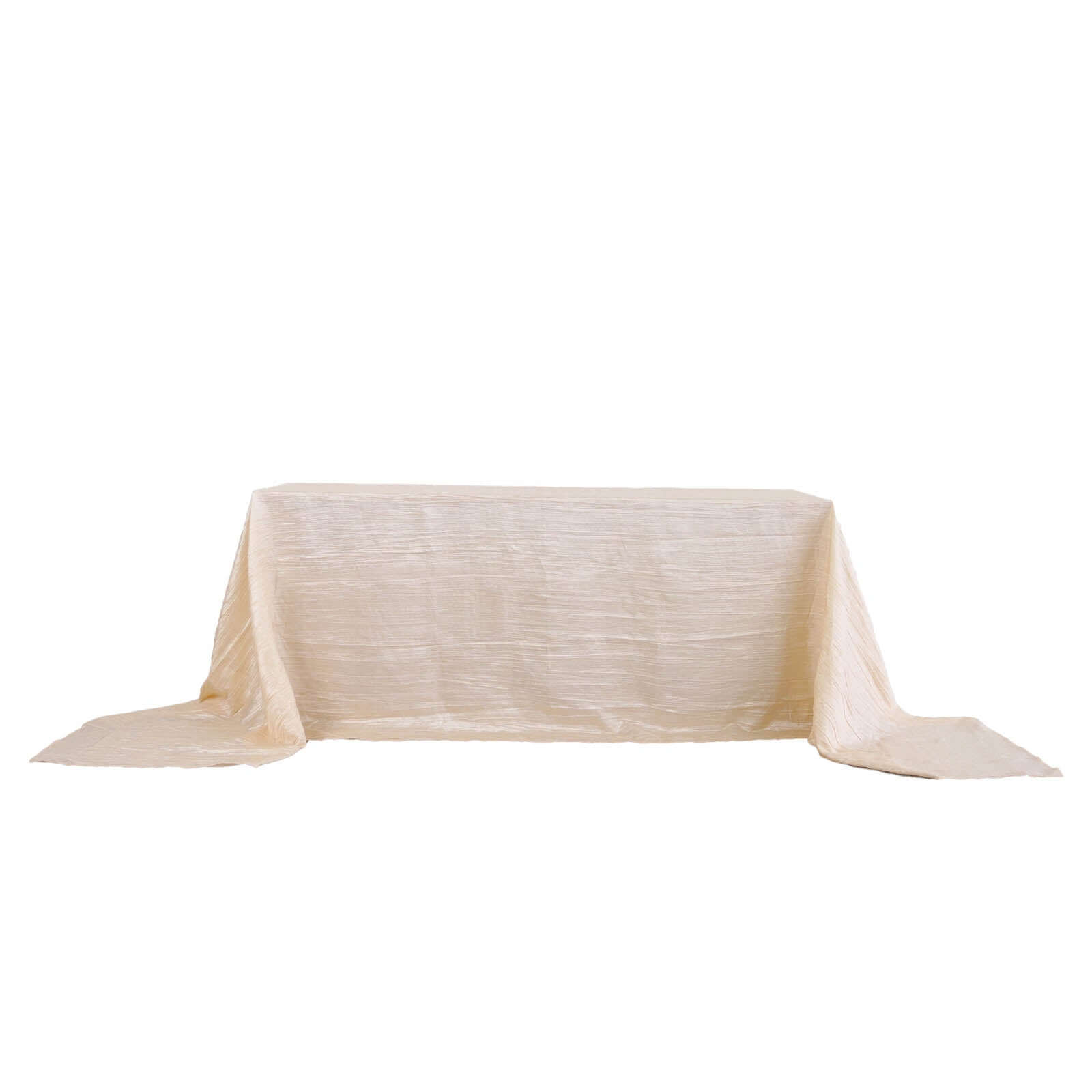 Taffeta 90x156 Rectangle Tablecloth Beige - Accordion Crinkle Seamless Table Cover