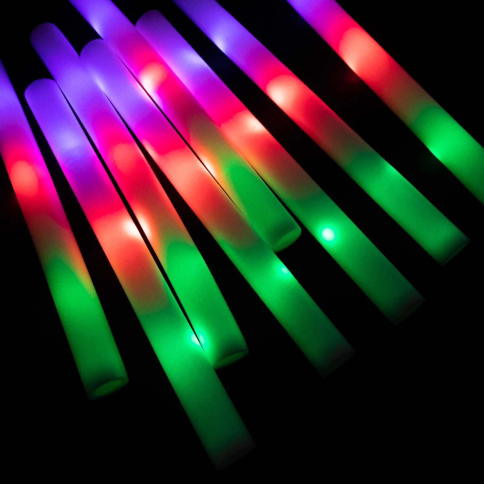 20 Pack Multicolor LED Foam Party Glow Sticks With 3 Flashing Modes, 19 Reusable Battery Operated Light Sticks