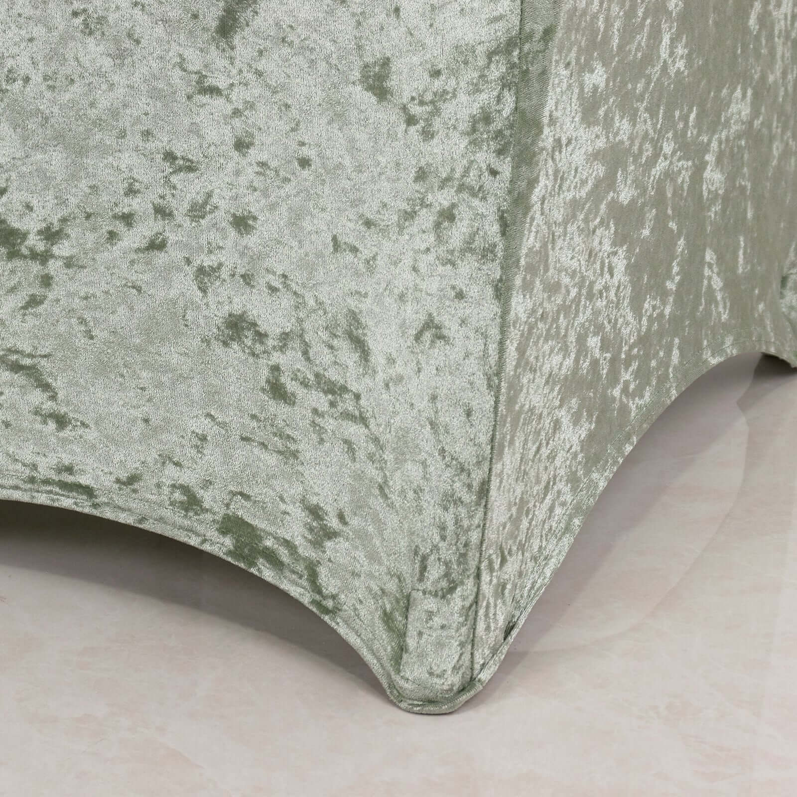 Crushed Velvet Spandex Banquet Chair Cover Fitted Slipcover Sage Green - Stretch 190GSM Slipcover with Foot Pockets