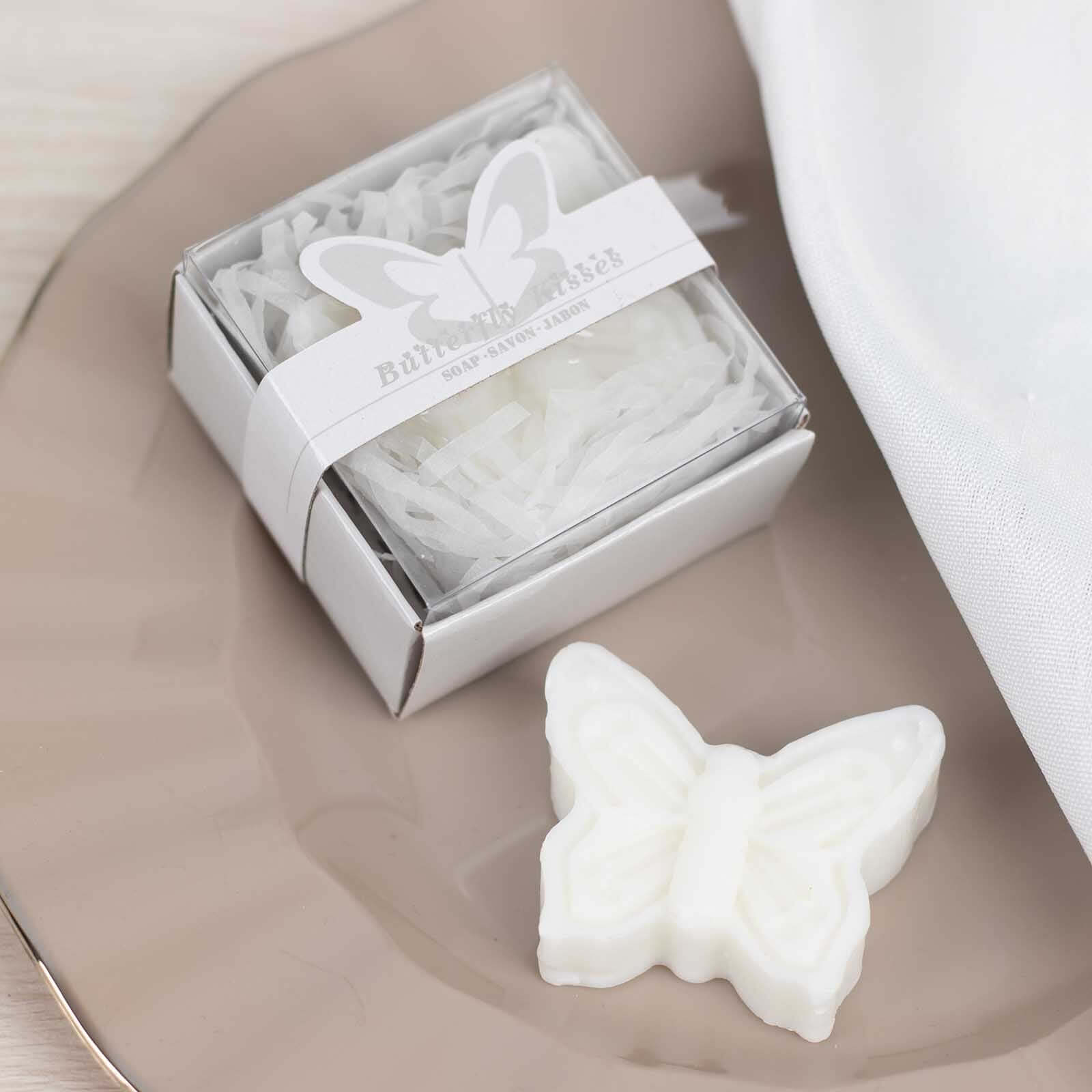 10 Pack White Butterfly Unscented Soap Baby Shower Favors with Gift Boxes, Pre-Packed Bridal Shower Wedding Souvenirs - 2