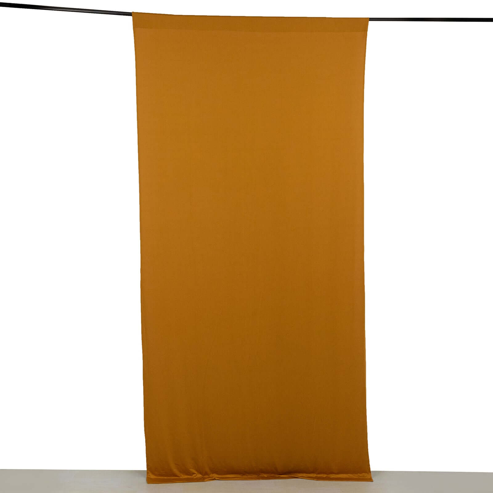 Gold 4-Way Stretch Spandex Event Curtain Drapes, Wrinkle Free Backdrop Event Panel with Rod Pockets - 5ftx10ft