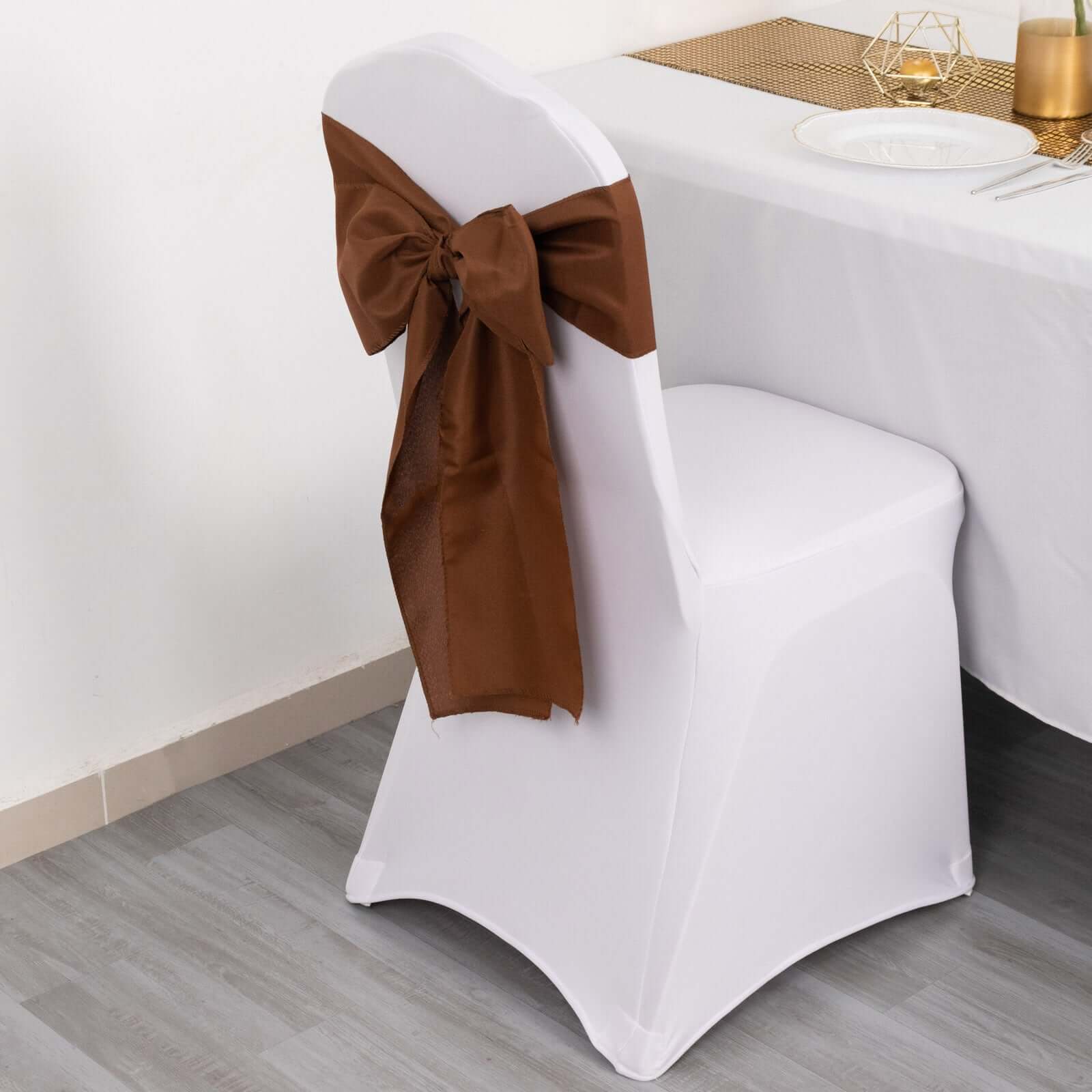 5 Pack Polyester Chair Sashes Cinnamon Brown 6x108