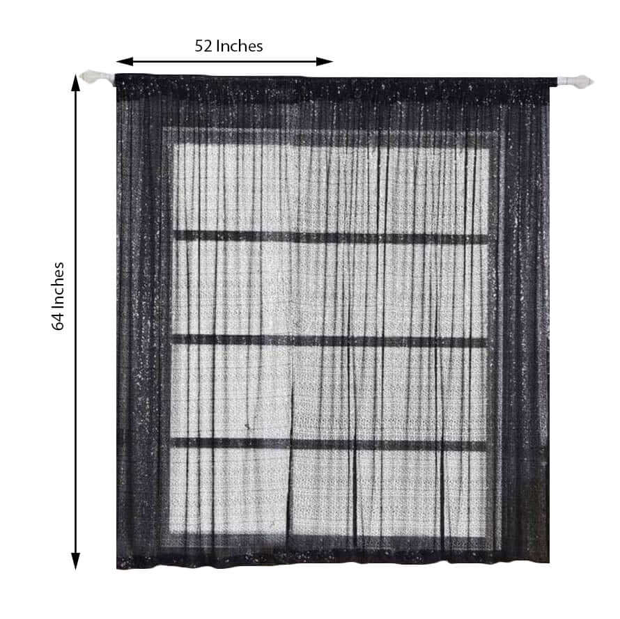 2 Pack Black Sequin Curtains With Rod Pocket Window Treatment Panels - 52x64