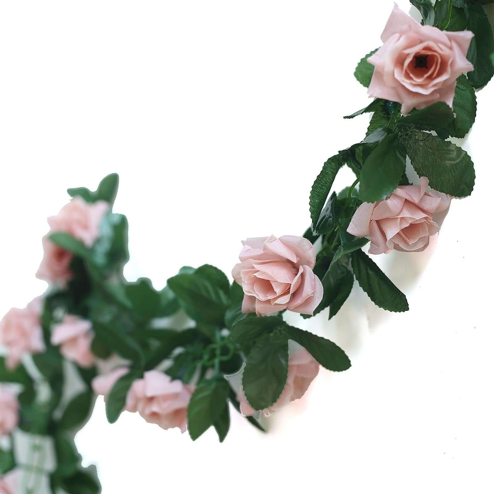 6ft Dusty Rose Artificial Silk Rose Garland UV Protected Flower Chain