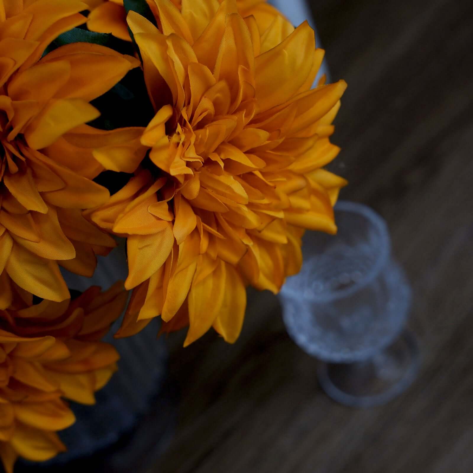 2 Bouquets 20 Orange Artificial Silk Dahlia Flower Spray Bushes