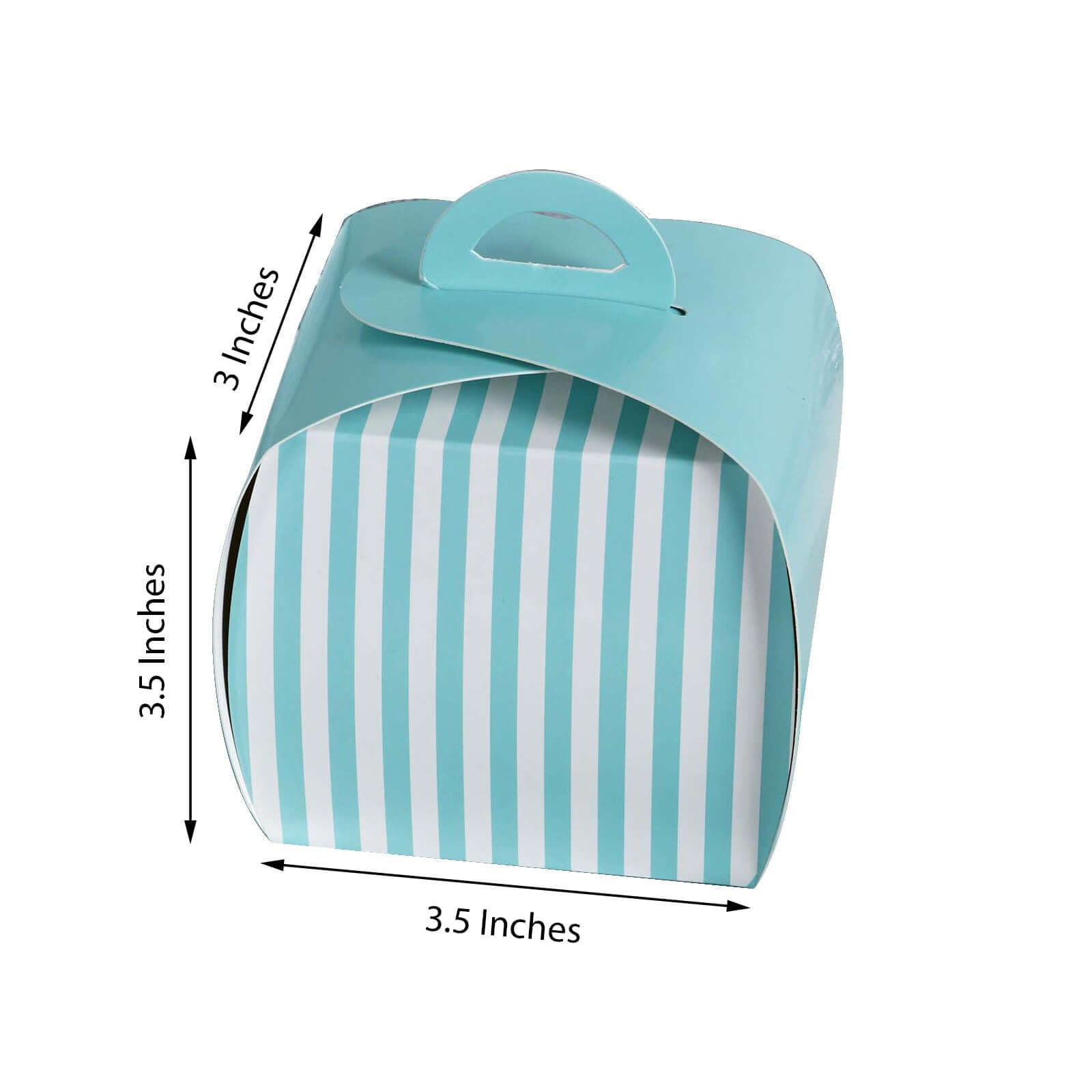 10 Pack 3.5 Turquoise White Striped Cupcake Candy Treat Gift Boxes