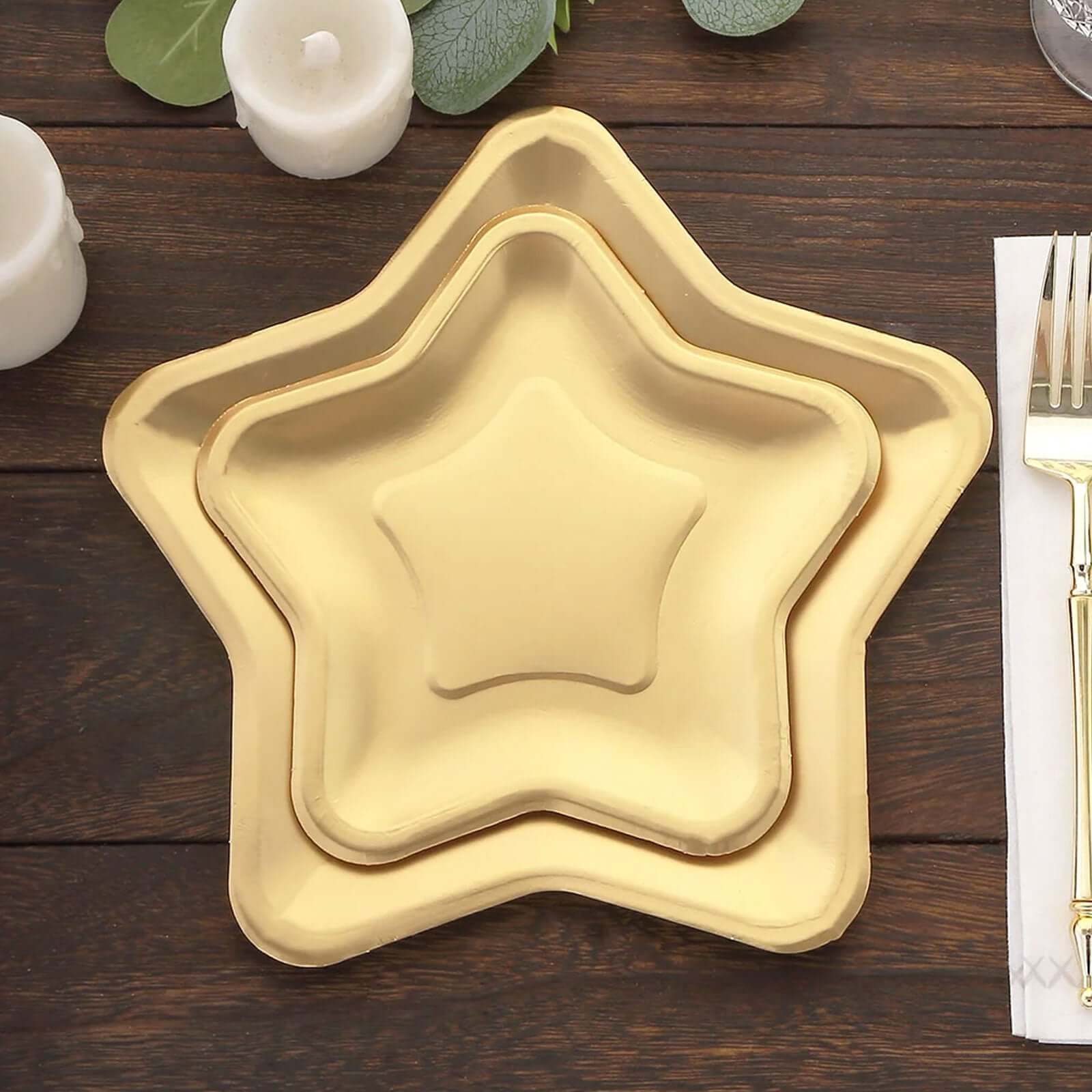 25-Pack Paper Star Shaped Dessert Plates in Matte Gold - Eco-friendly Disposable 300GSM Salad Appetizer Plates for Festive Occasions 7