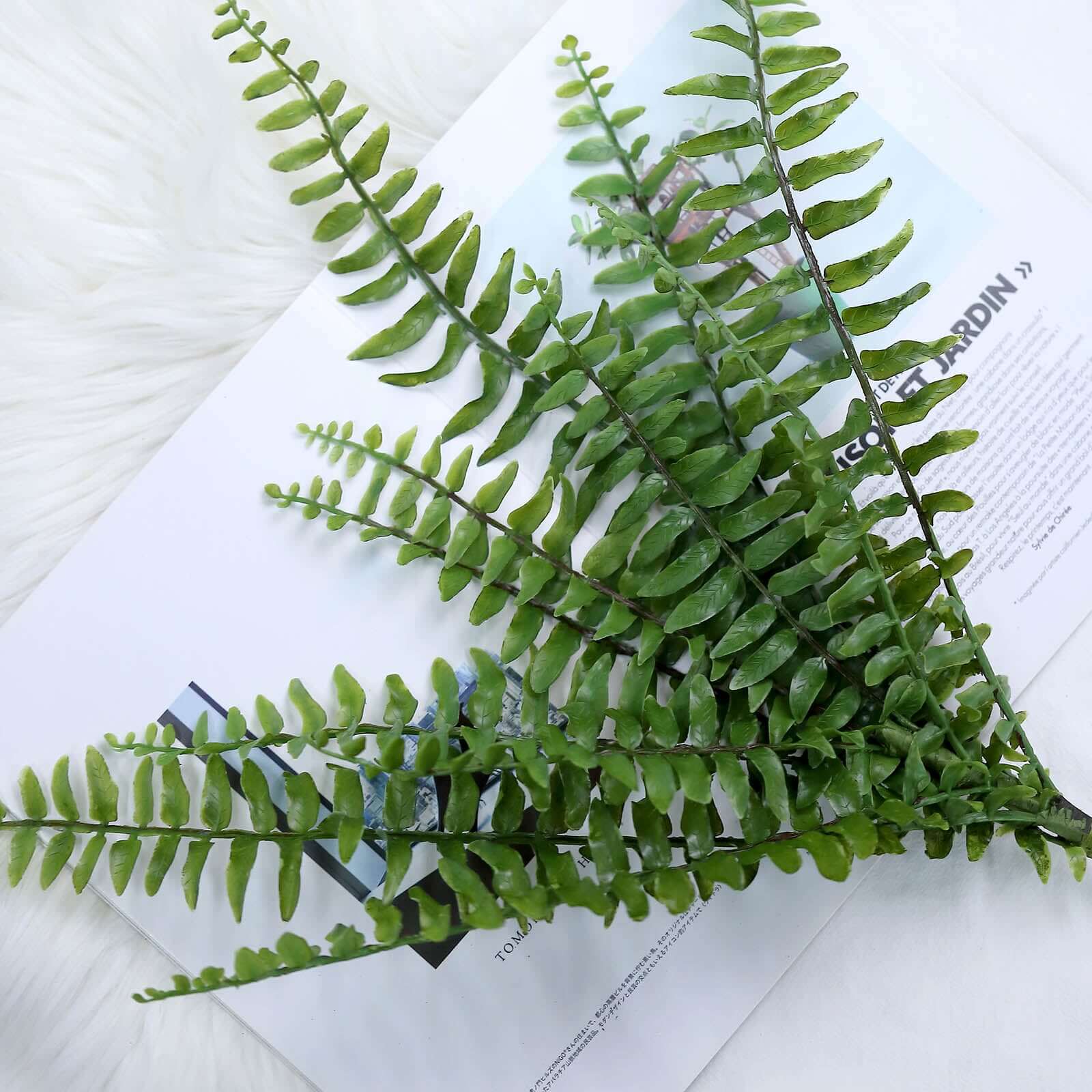 20 Artificial Boston Fern Green Leaf Plant, Premium Real Touch Indoor Spray