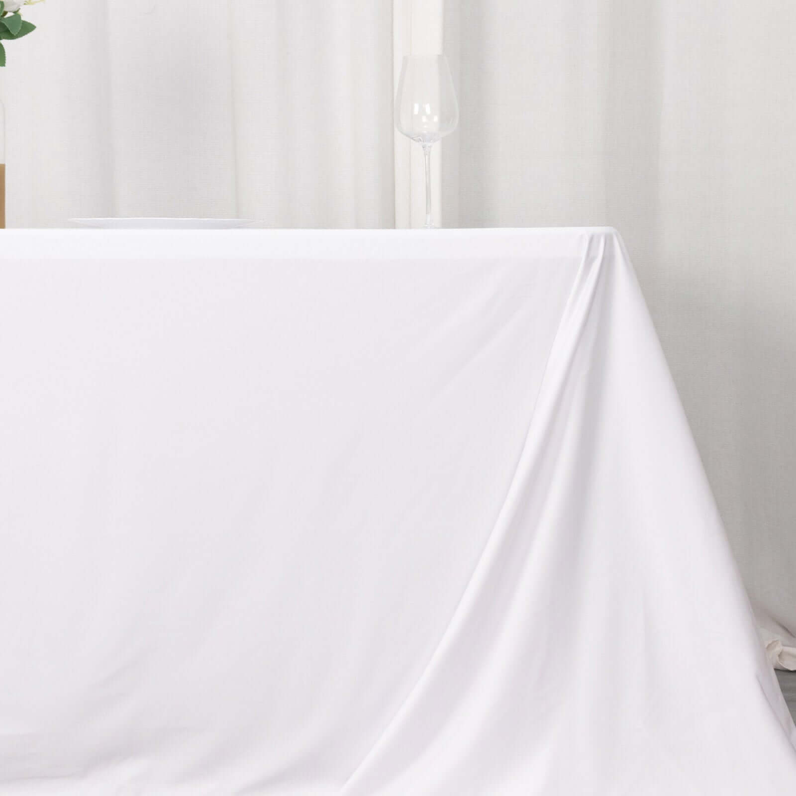 Premium Scuba Rectangular 90x156 Tablecloth White - Wrinkle Free, Stain Resistant & Seamless Table Cover for Weddings and Parties