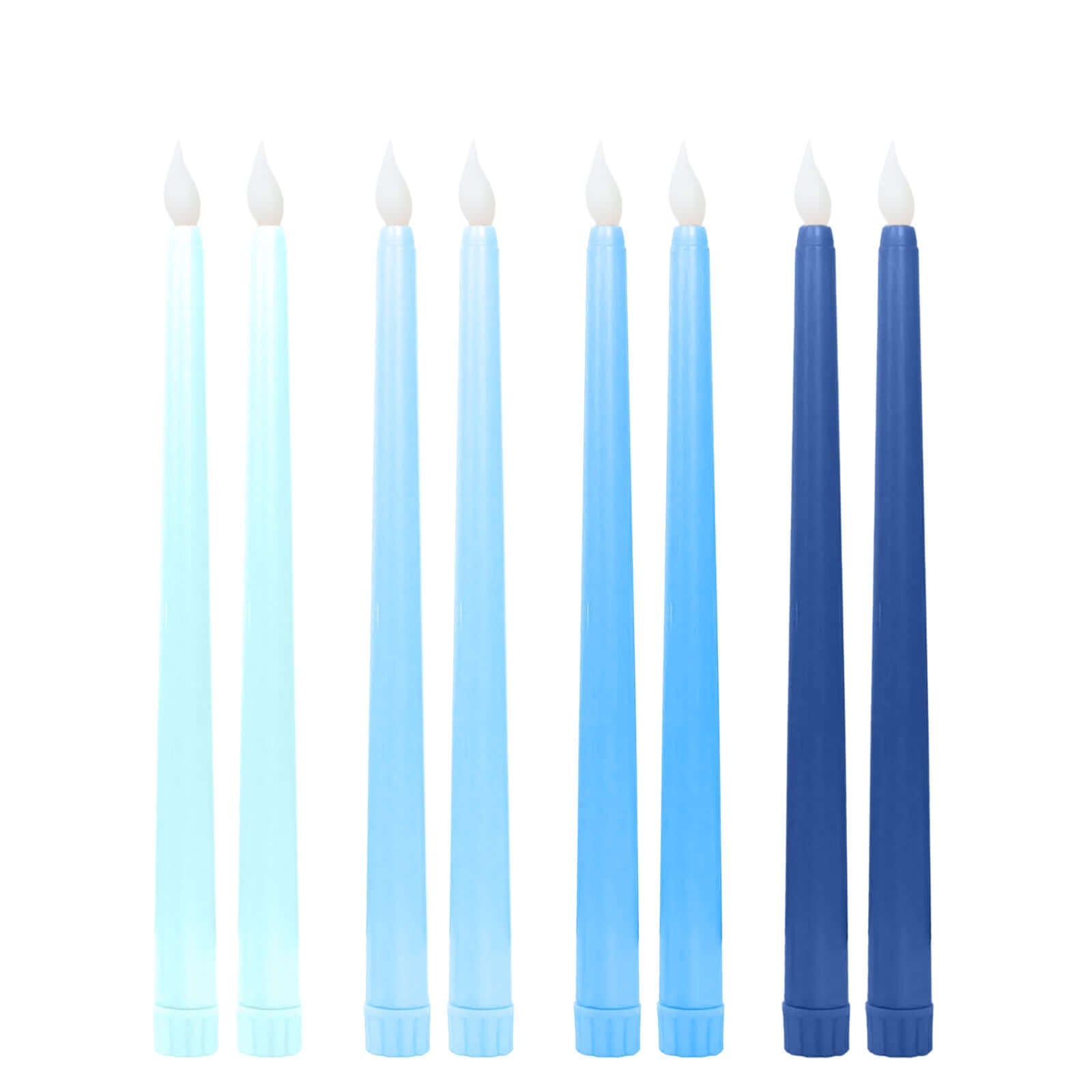 8-Pack LED Flickering Lighting Mixed Blue - Flameless Battery Operated Taper Candles 11