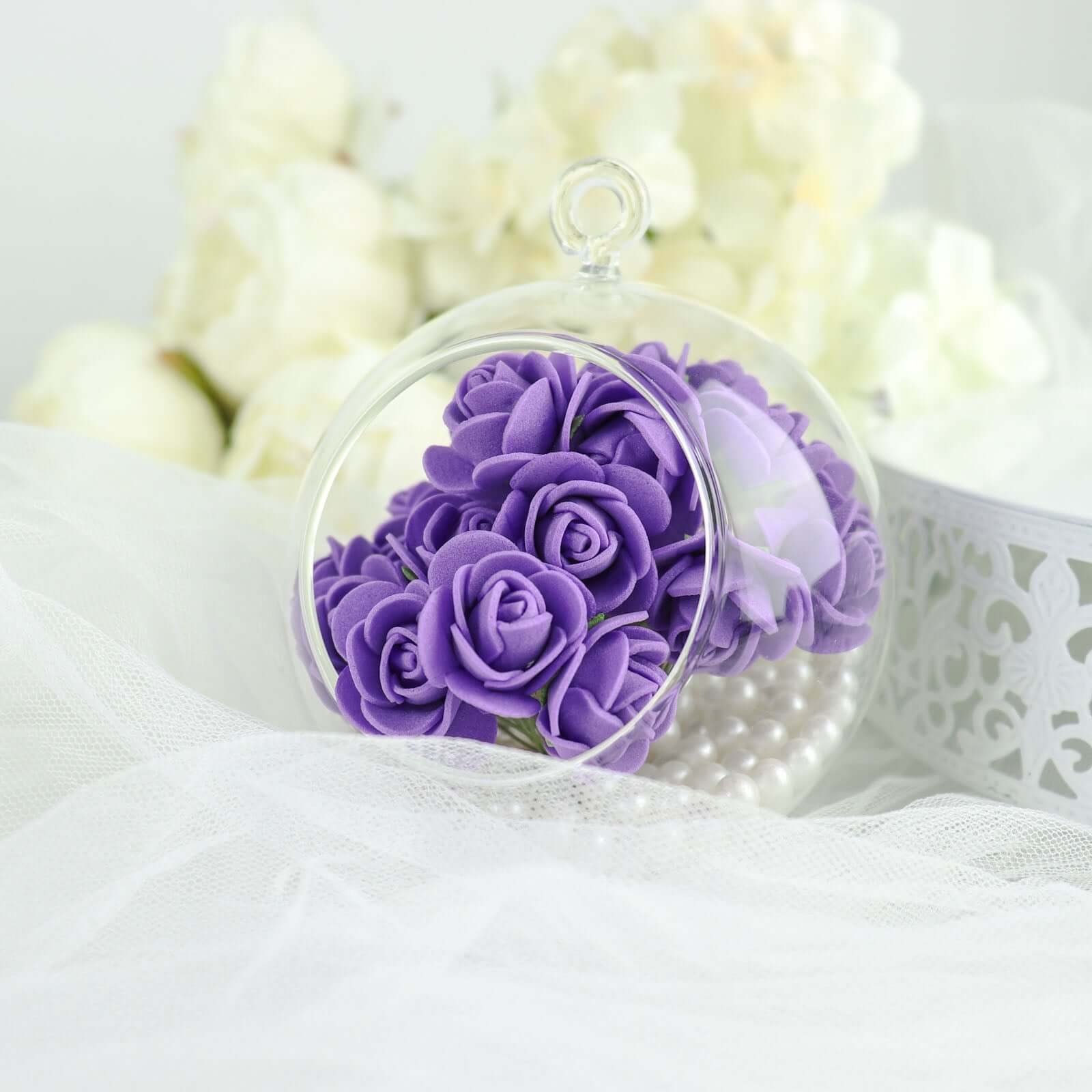 48 Roses 1 Purple Real Touch Artificial DIY Foam Rose Flowers With Stem, Craft Rose Buds