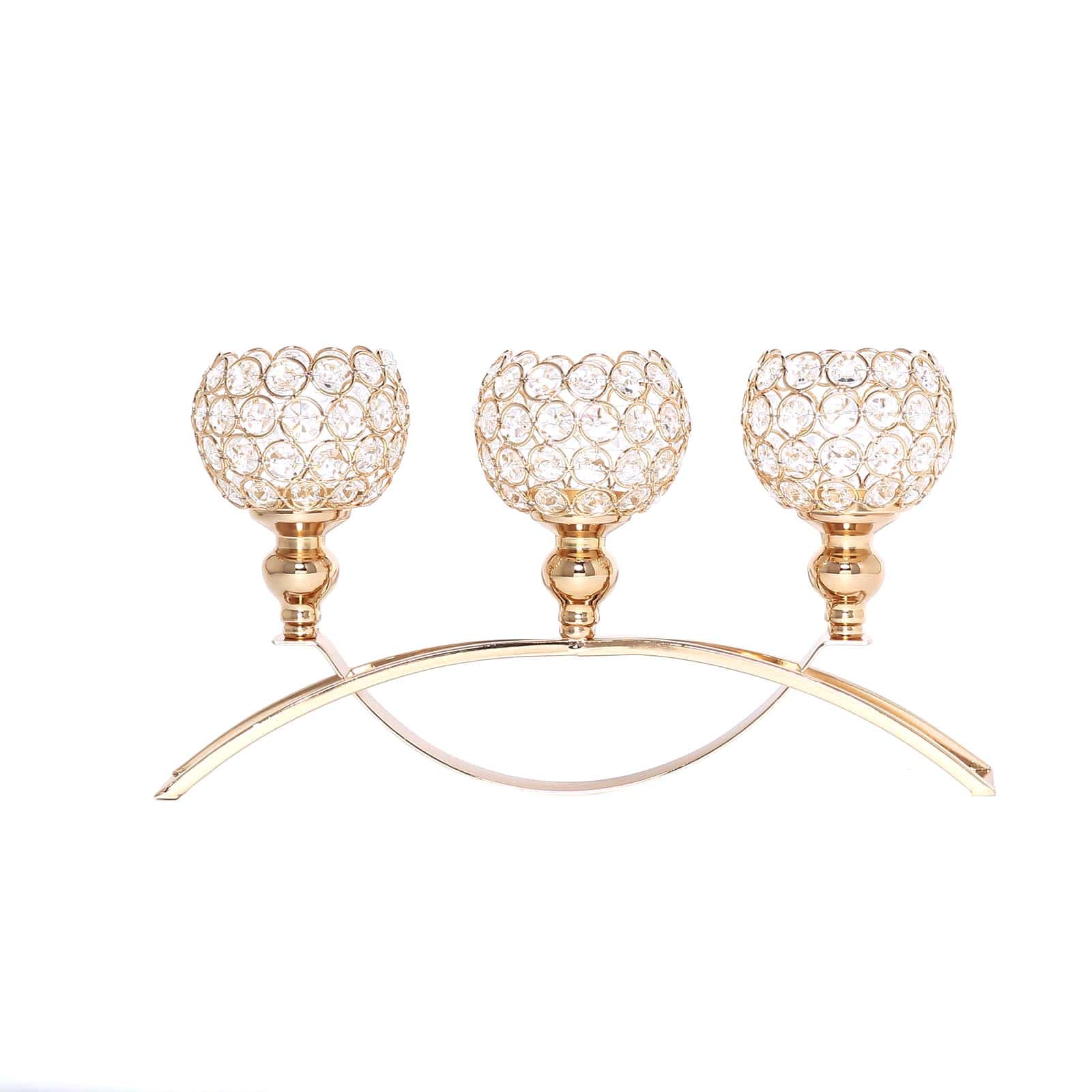 3-Arm Arch Bridge Candelabra Gold with Crystal Beads - Chic Table Centerpiece for Events 16