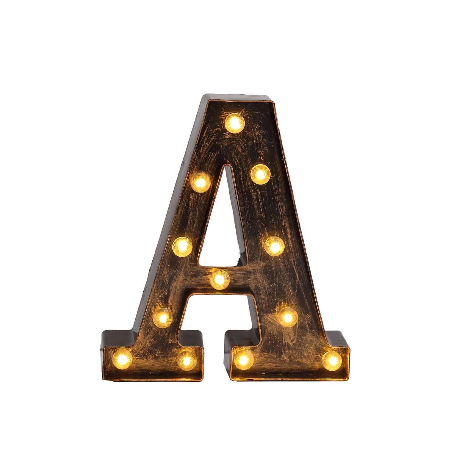 LED Marquee Letter A Industrial Style Antique Black - Light-Up Alphabet Sign for Weddings & Displays 9