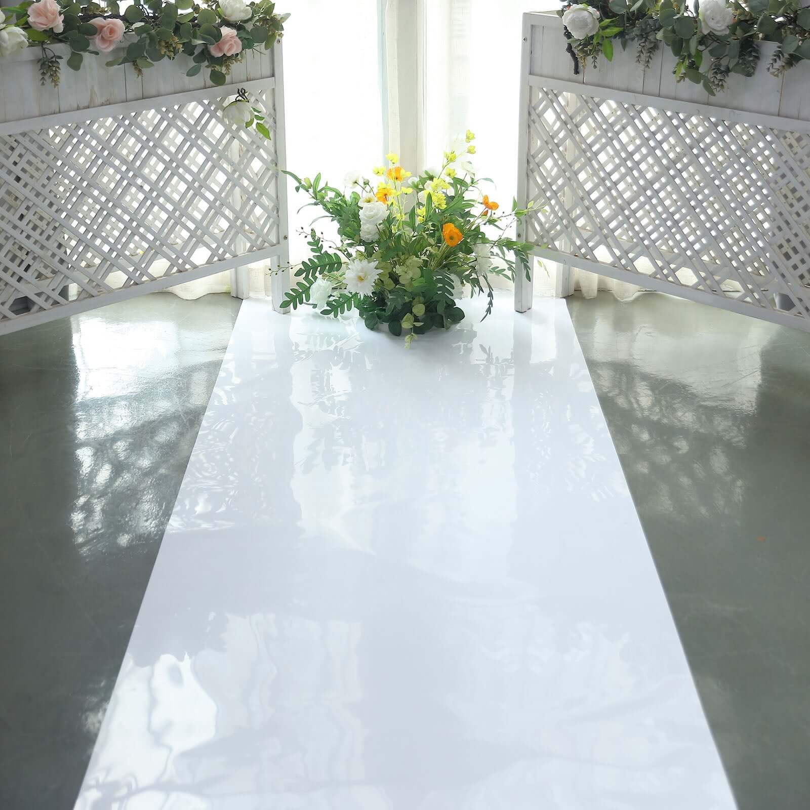 3ftx65ft White Glossy Mirrored Wedding Aisle Runner, Non-Woven Red Carpet Runner - Prom, Hollywood, Glam Parties