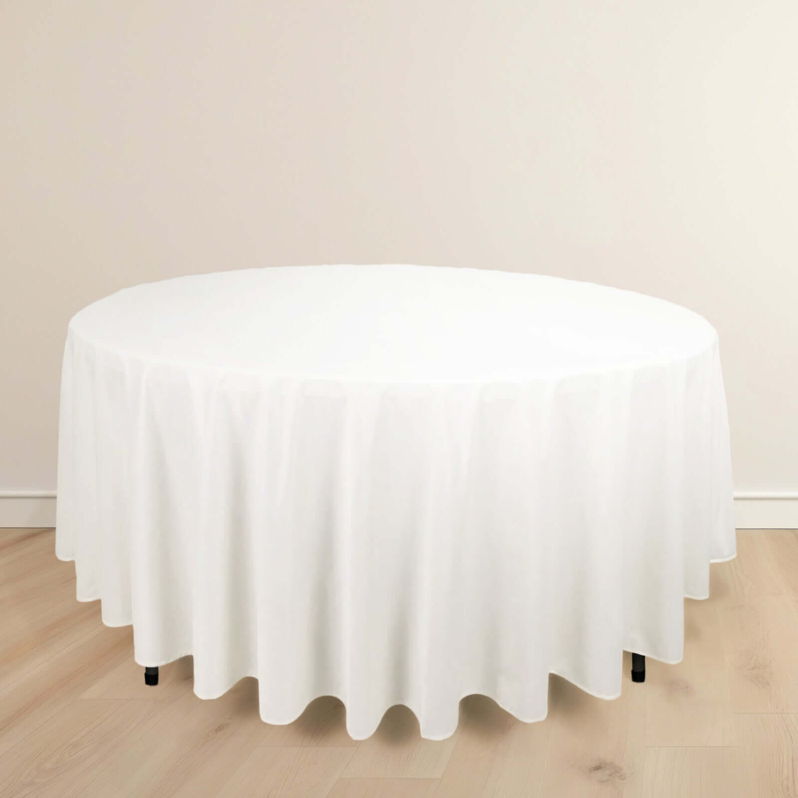 Premium Scuba Round 108 Tablecloth White - Wrinkle Free & Stain Resistant Table Cover for Exquisite Events