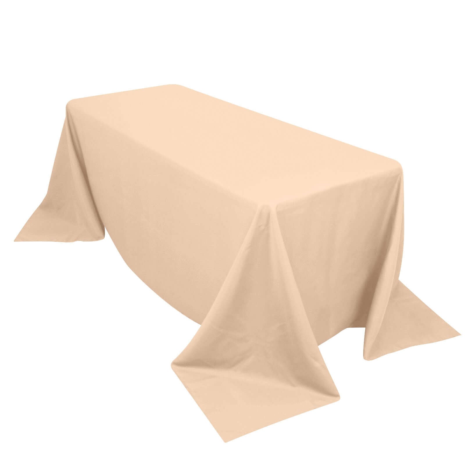 Premium Polyester 90x132 Rectangle Tablecloth Beige - Seamless 220GSM Stain-Resistant Table Cover