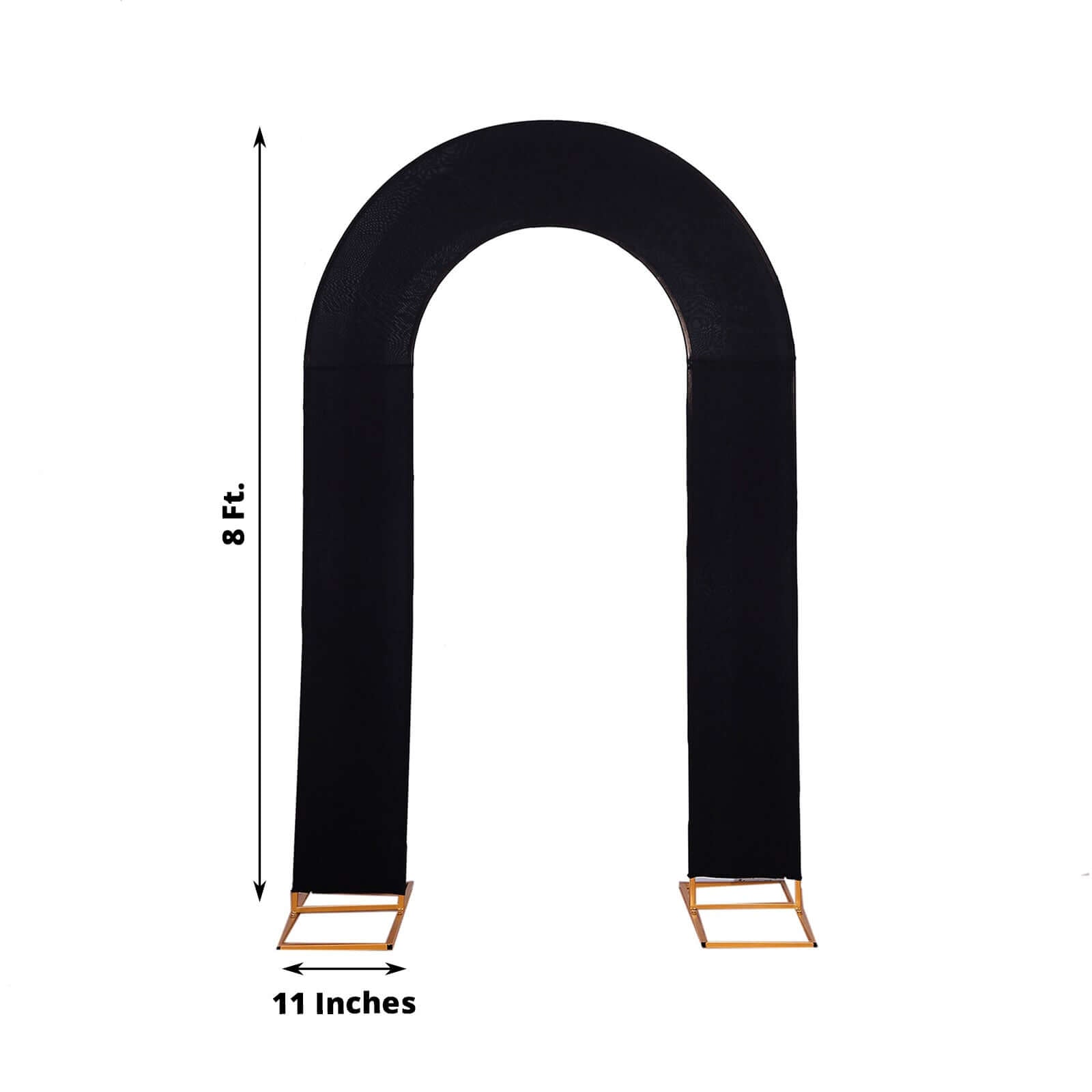 8ft Black Spandex Fitted Open Arch Wedding Arch Cover, Double-Sided U-Shaped Backdrop Slipcover