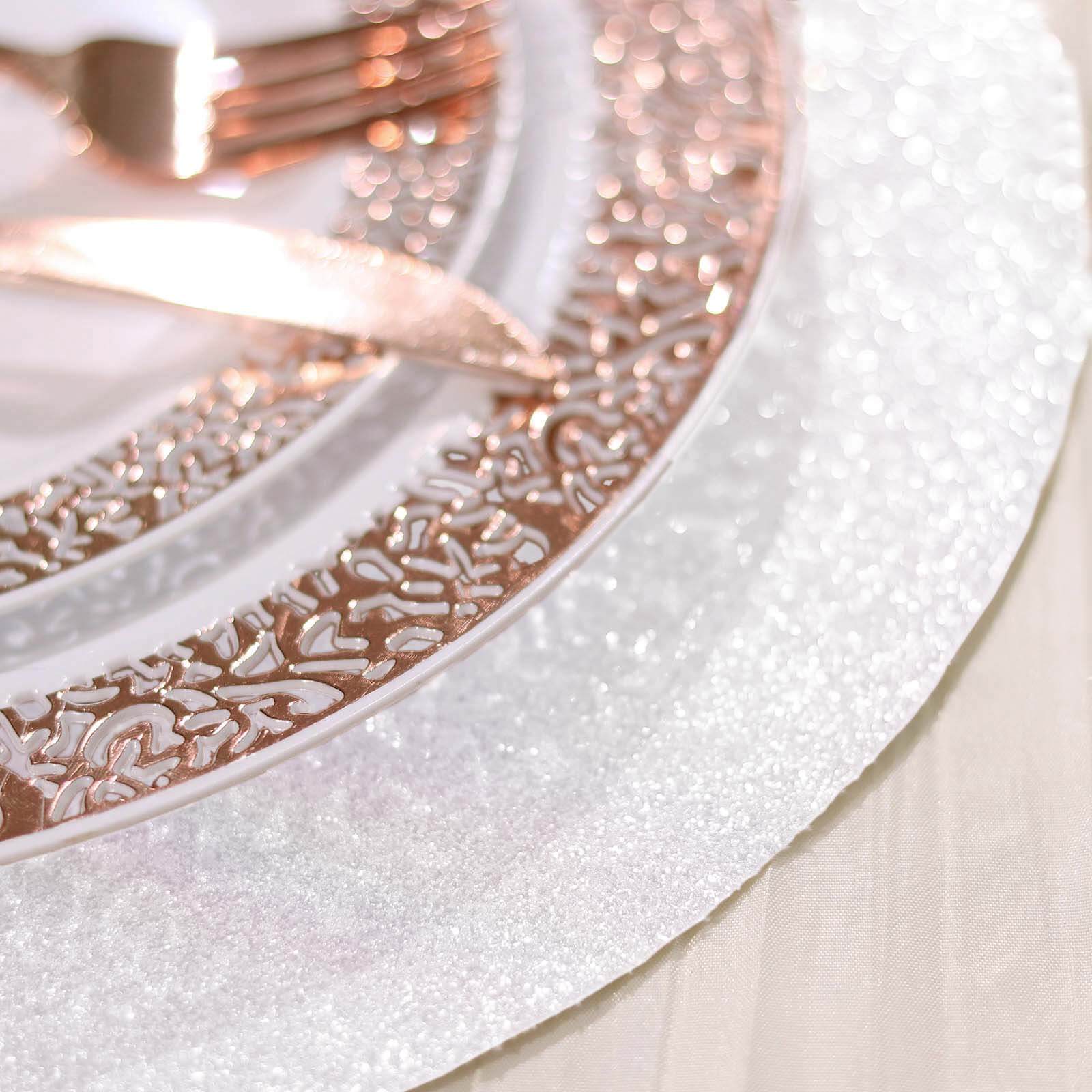 6-Pack Placemats Glitter Design Iridescent Sparkle Round - Non-Slip Decorative Dining Table Mats 13