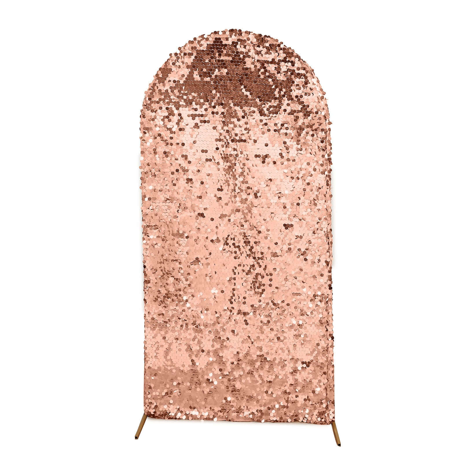 6ft Sparkly Rose Gold Double Sided Big Payette Sequin Chiara Backdrop Stand Cover For Fitted Round Top Wedding Arch