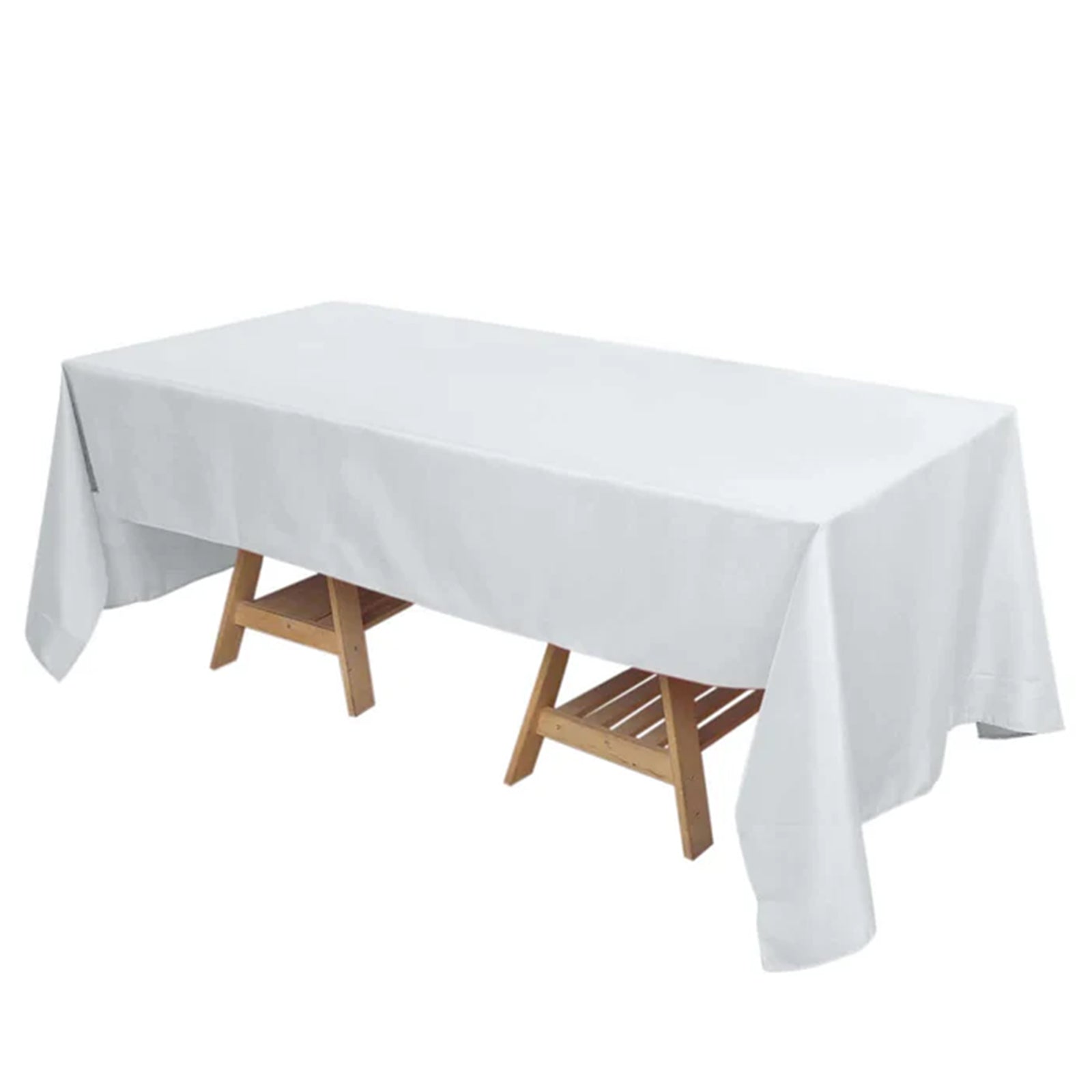 Fire Retardant Premium Polyester 72x120 Rectangular Tablecloth White - Stylish High-Performance Table Cover for Large Gatherings