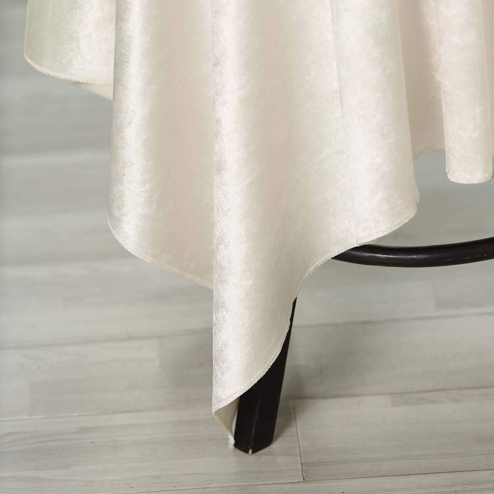 Premium Velvet 54x54 Square Tablecloth Ivory - Exquisite Soft Textured Feel Reusable Table Cover