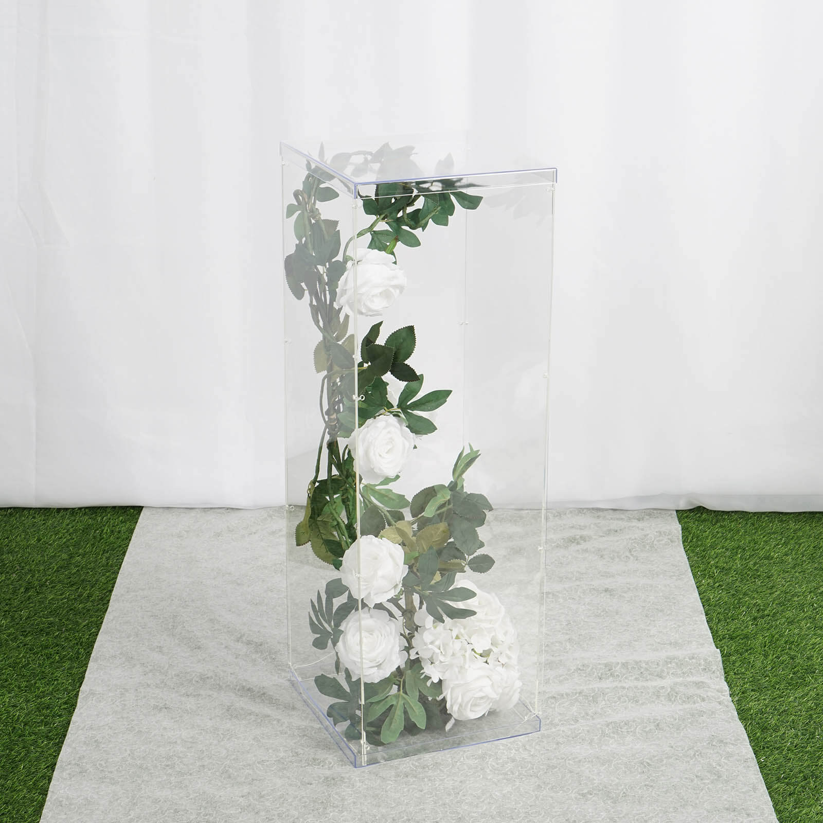 32 Clear Acrylic Display Box, Transparent Pedestal Riser with Interchangeable Lid and Base