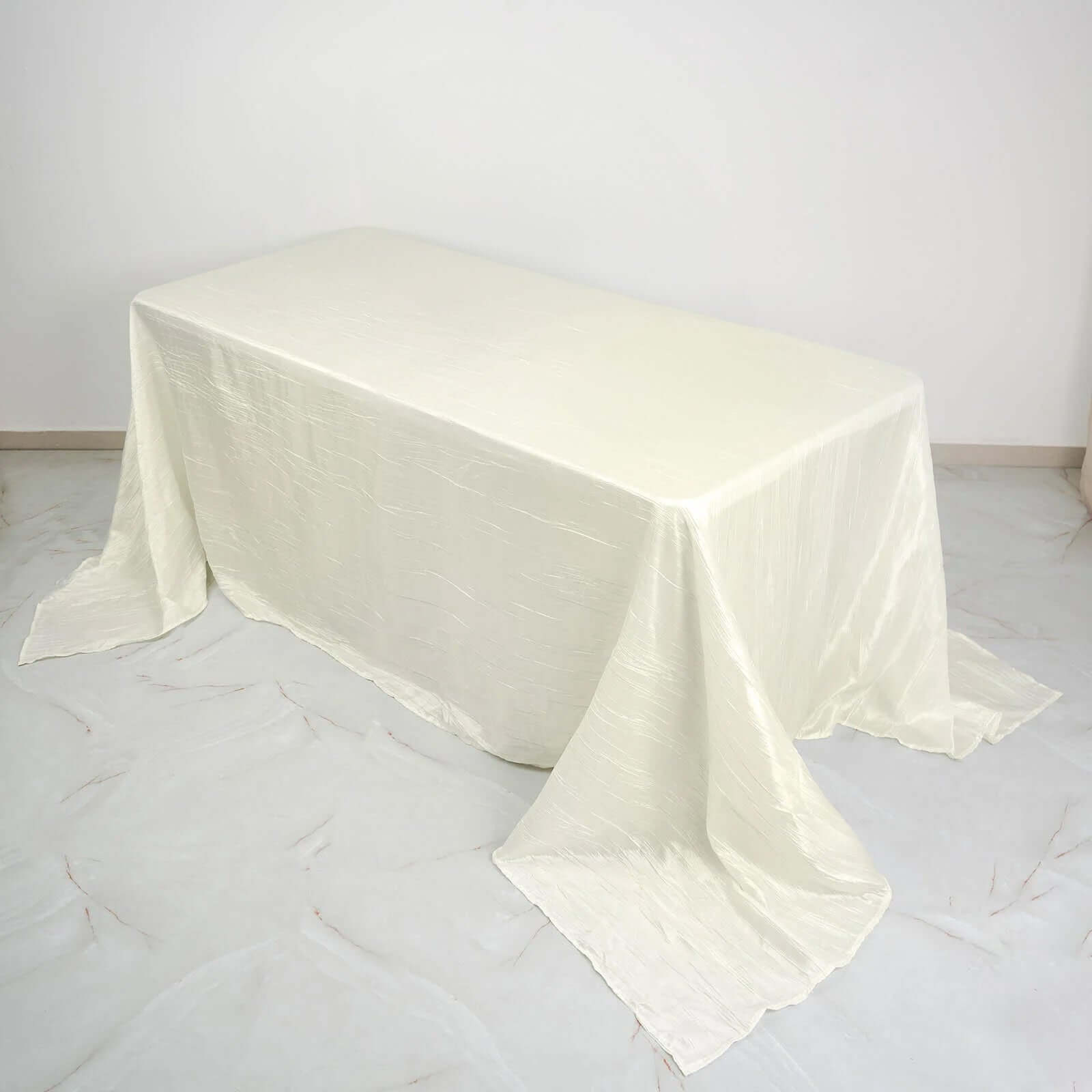 Taffeta 90x132 Rectangle Tablecloth Ivory - Seamless Accordion Crinkle Table Cover