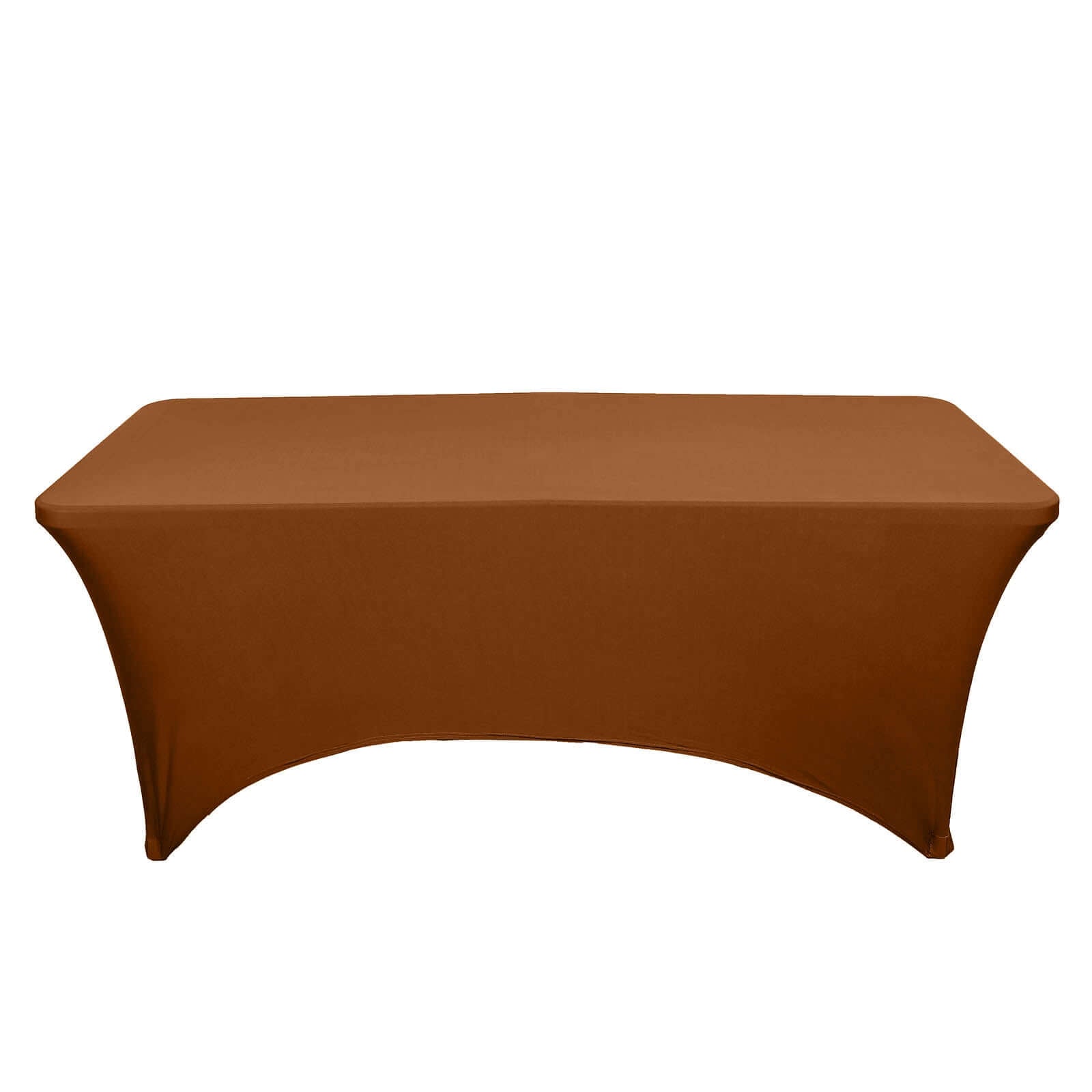 Stretch Spandex 6ft Rectangle Tablecloth Cinnamon Brown - Durable Form-Fitting Table Cover